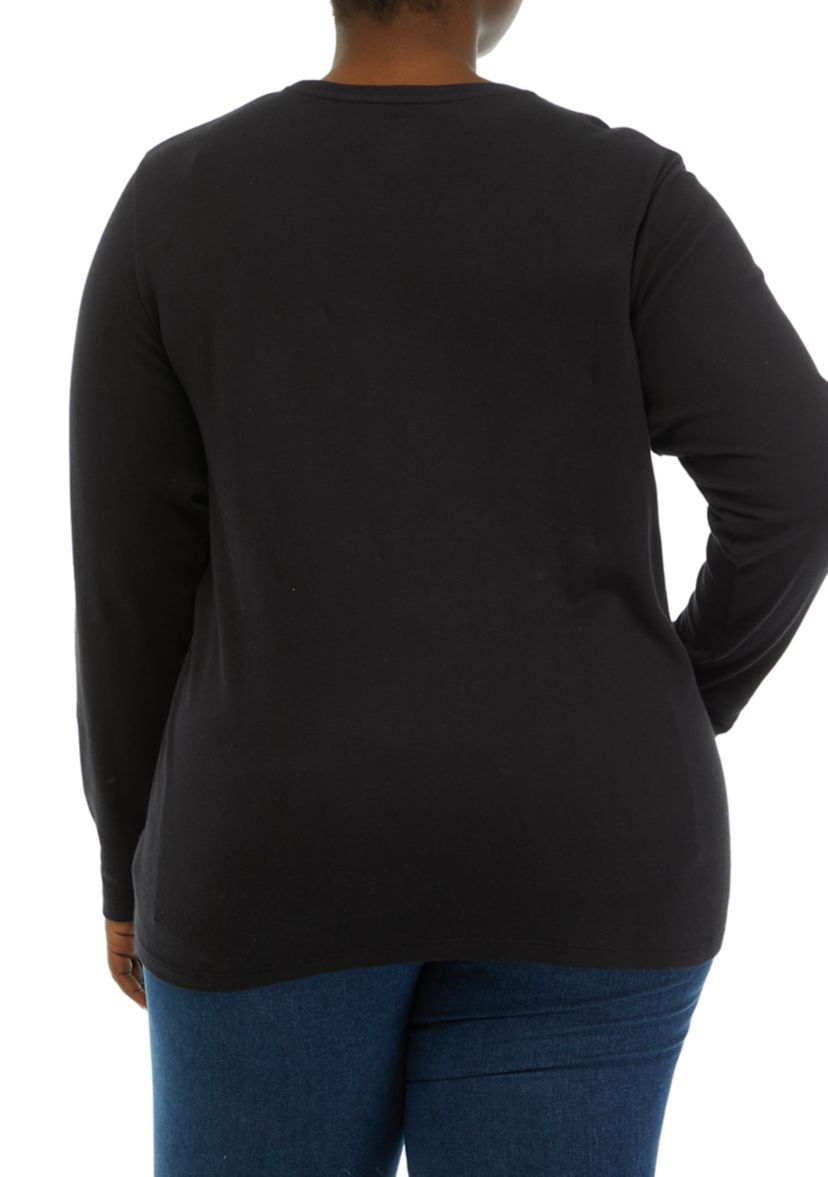 Plus Size Solid Crew Neck Top