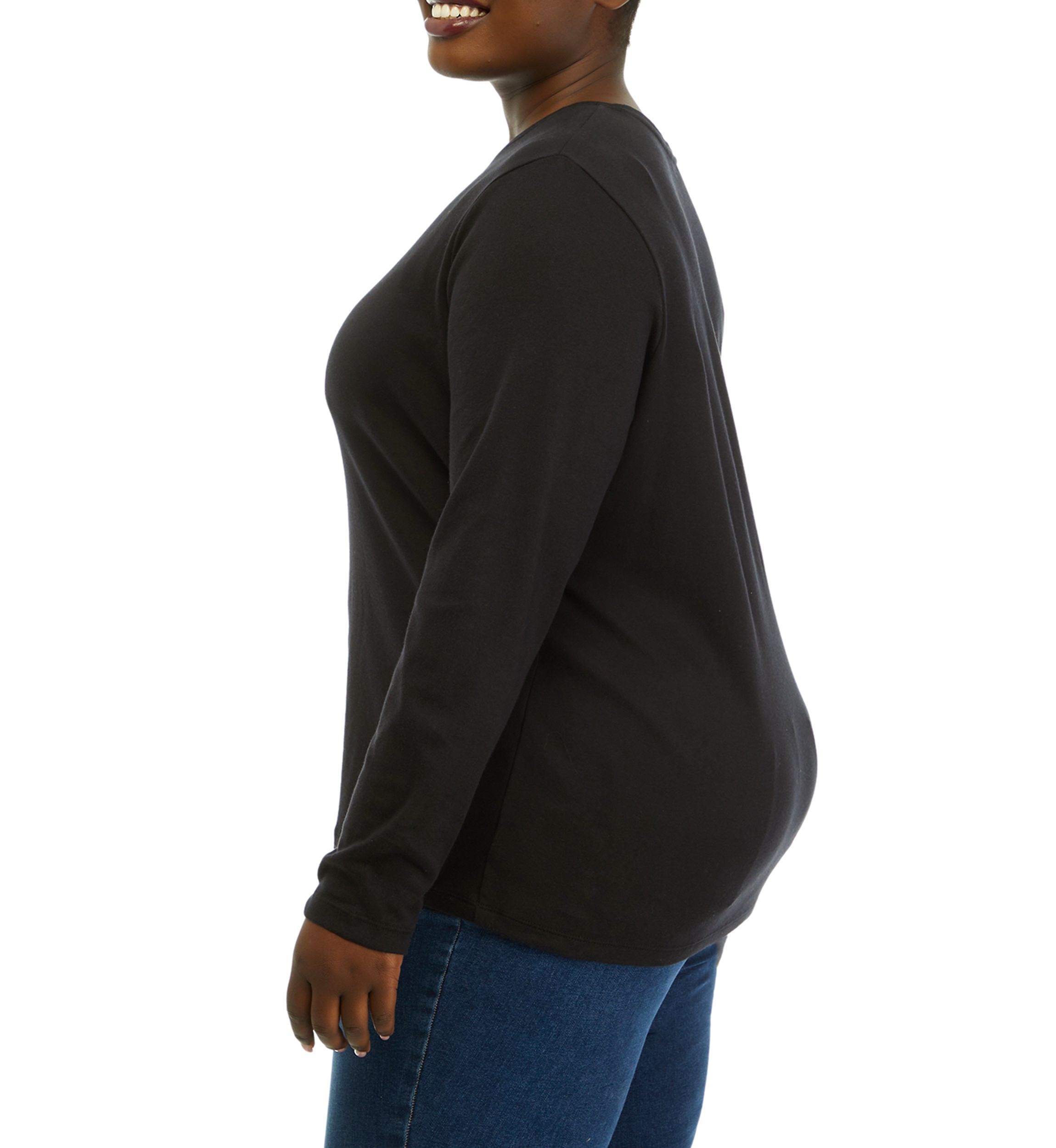 Plus Size Solid Crew Neck Top