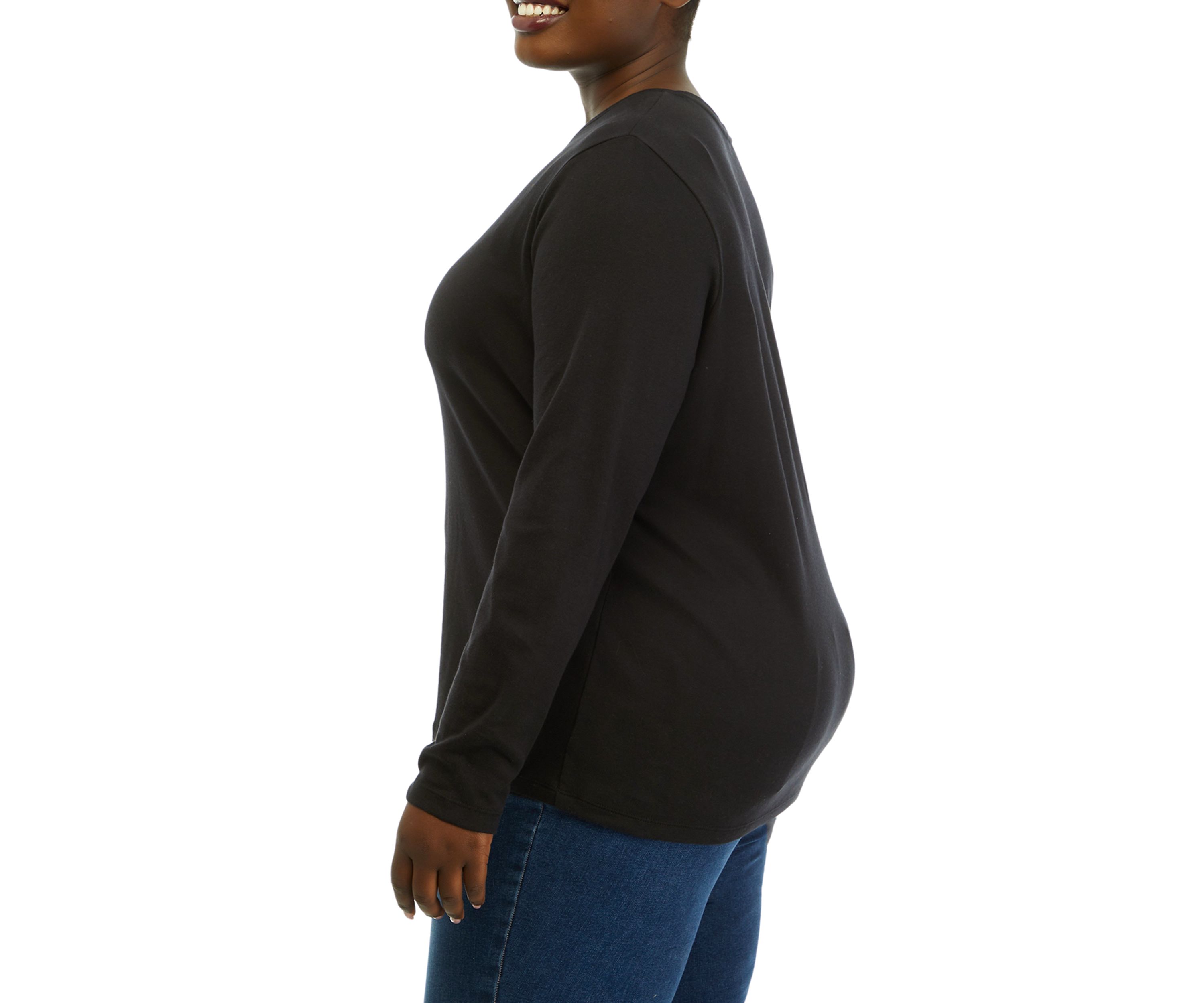 Plus Size Solid Crew Neck Top