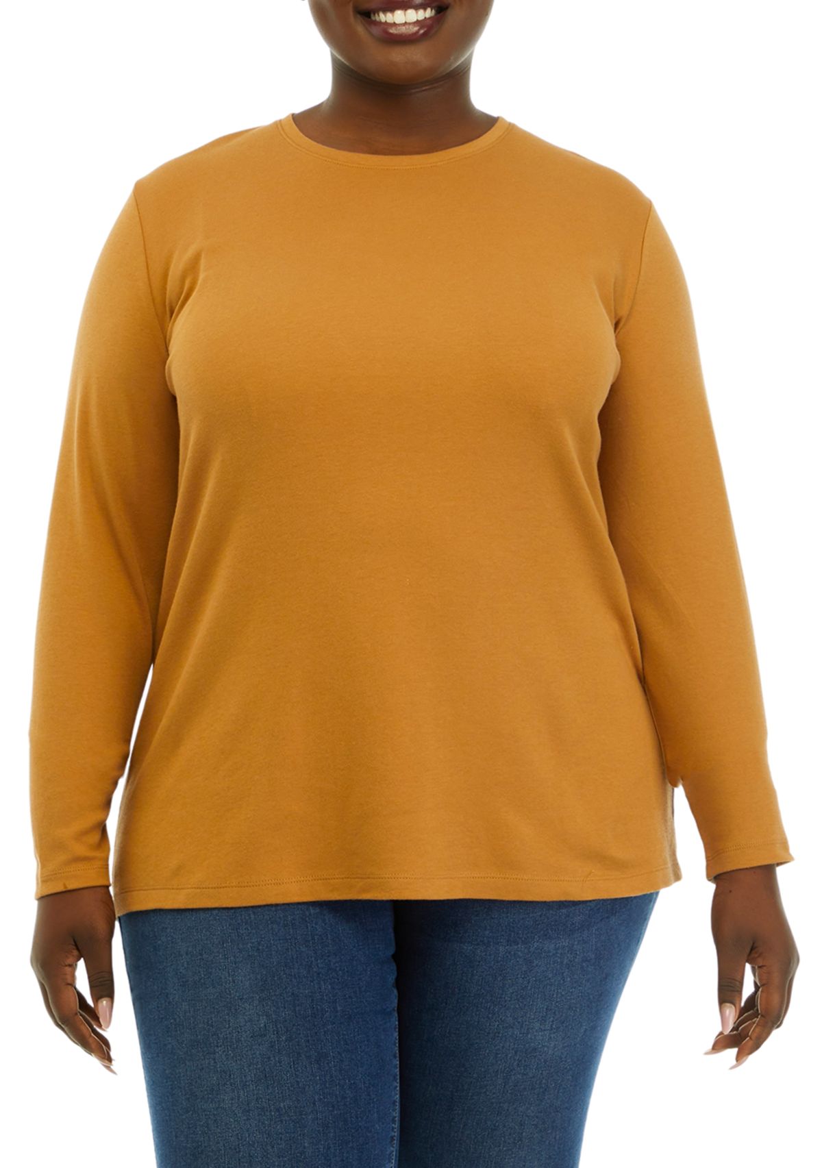 Plus Size Long Sleeve Crew Neck Shirt 