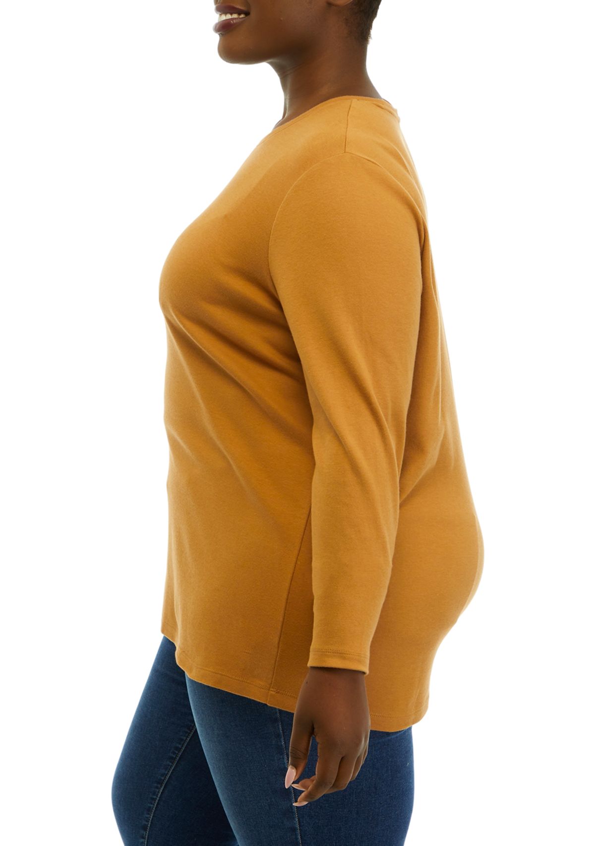 Plus Size Long Sleeve Crew Neck Shirt 