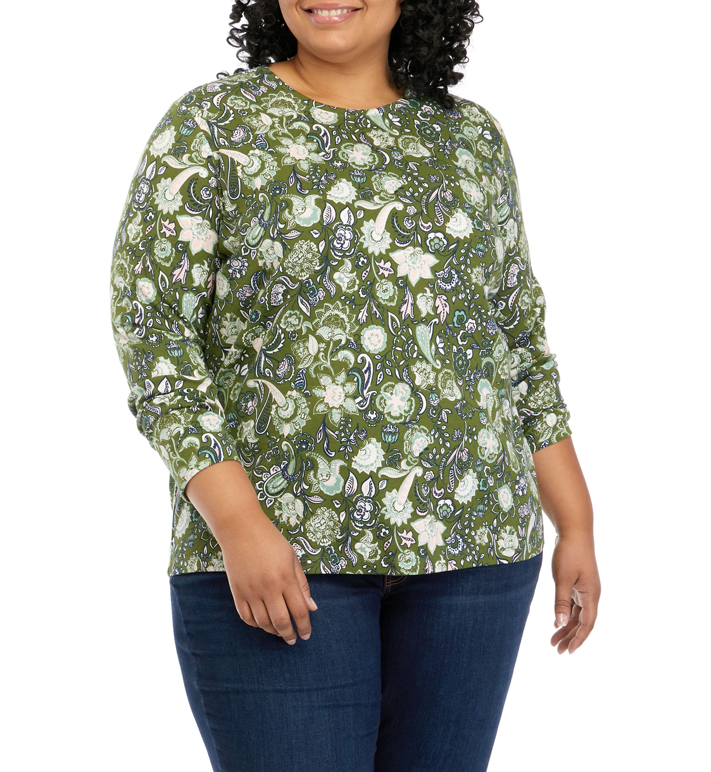 Plus Size Long Sleeve Printed T-Shirt