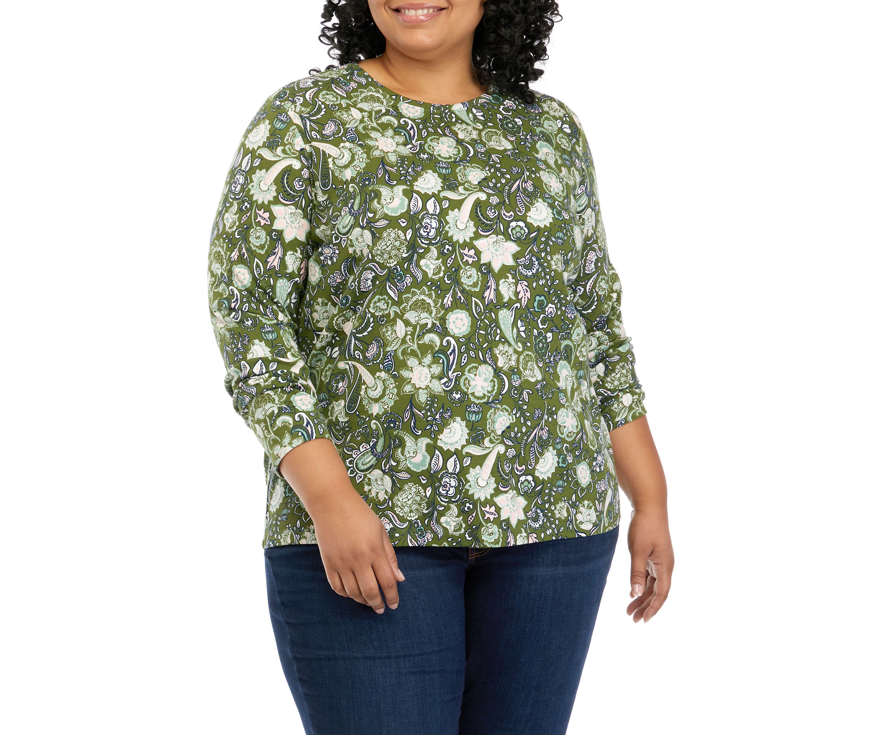 Plus Size Long Sleeve Printed T-Shirt