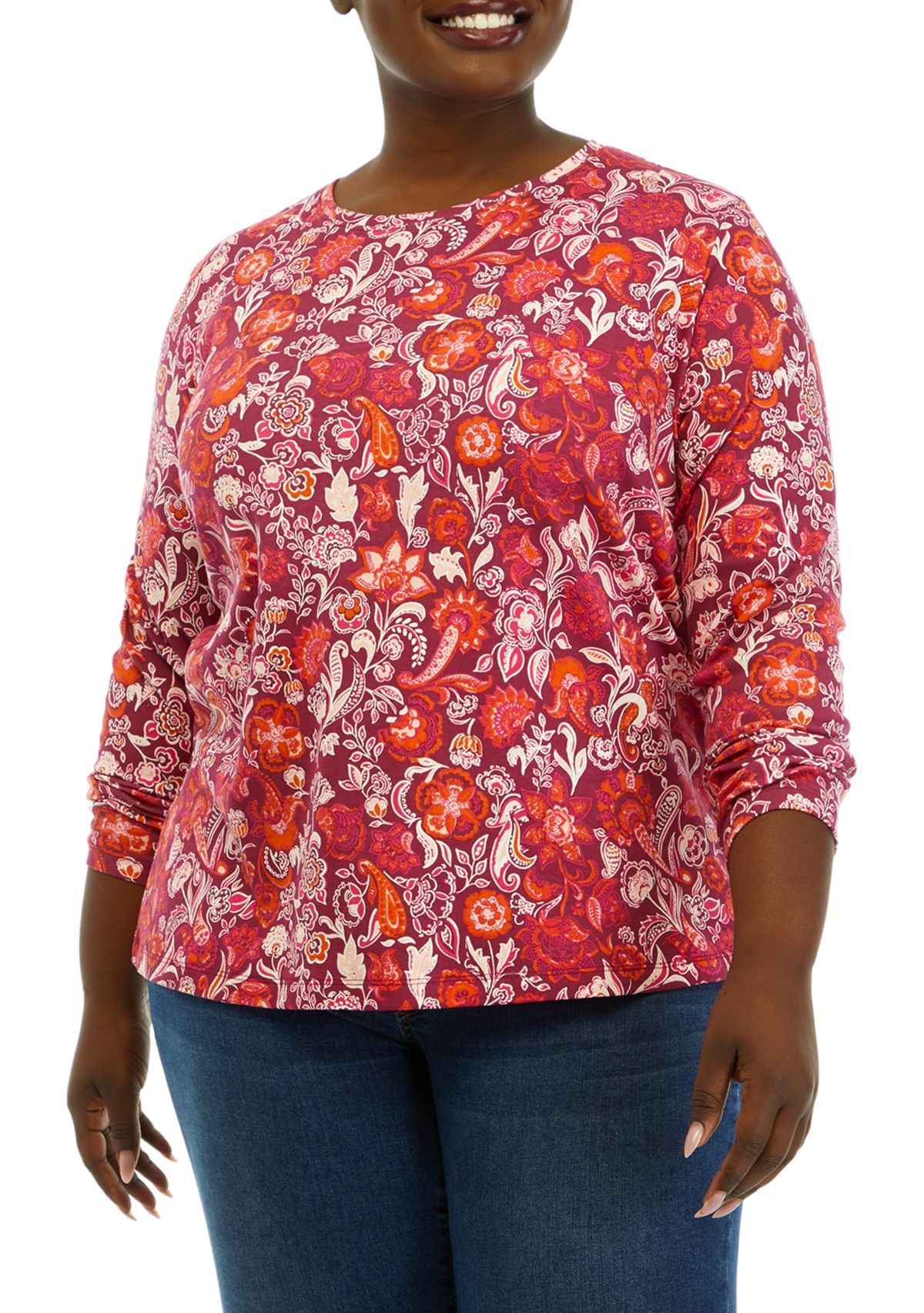 Plus Size Long Sleeve Printed T-Shirt