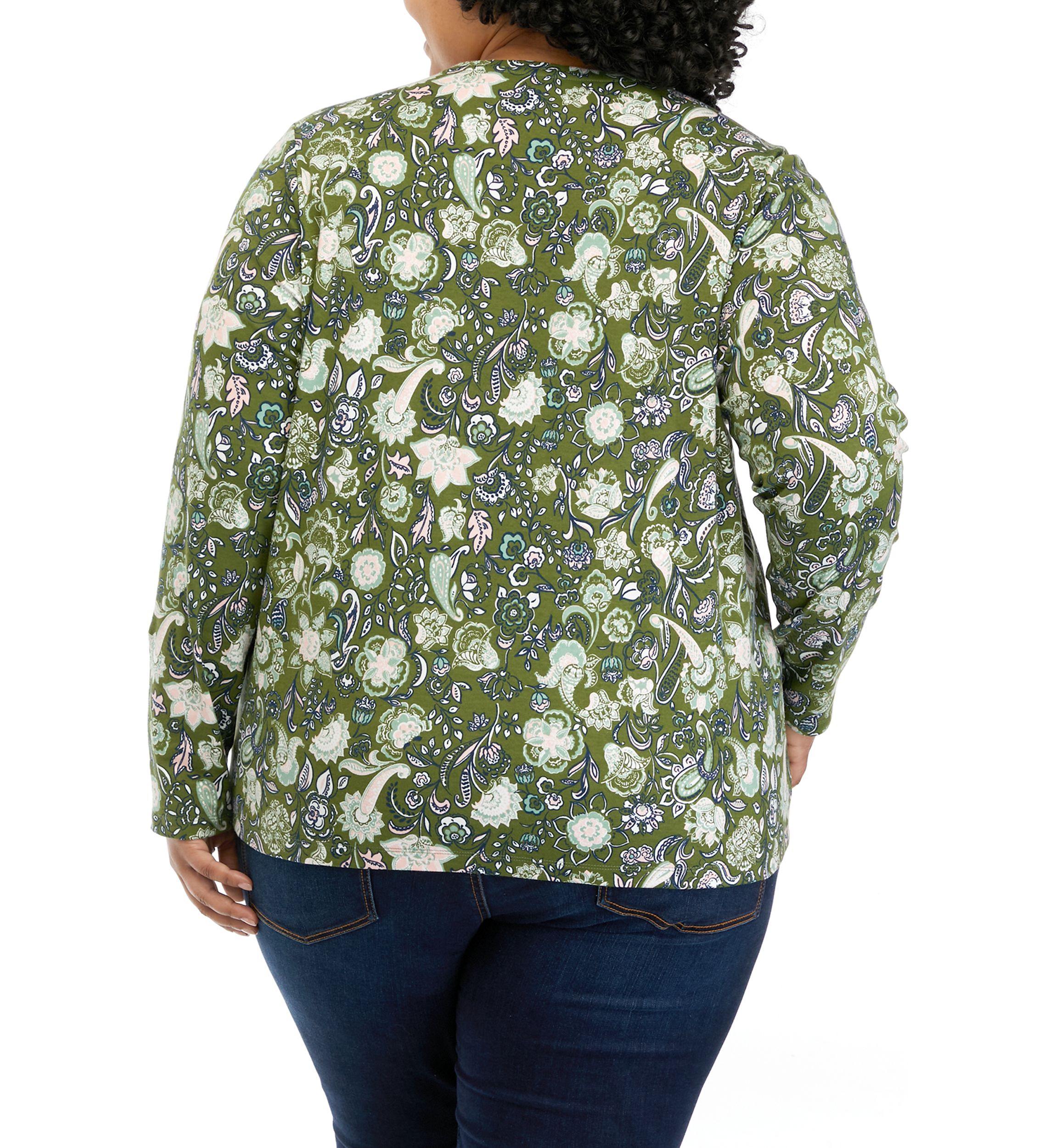 Plus Size Long Sleeve Printed T-Shirt