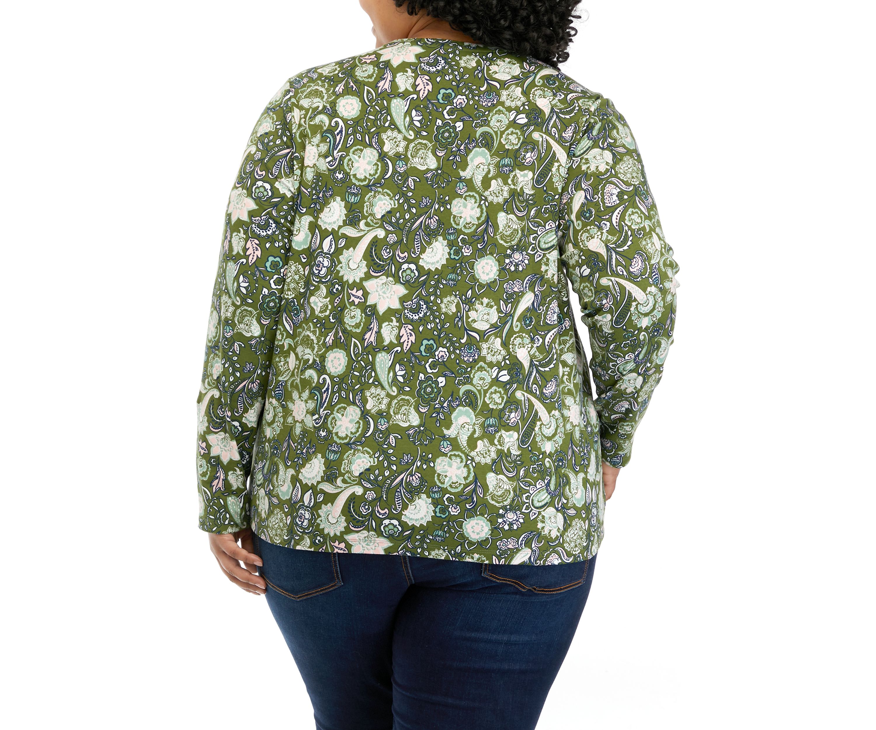 Plus Size Long Sleeve Printed T-Shirt