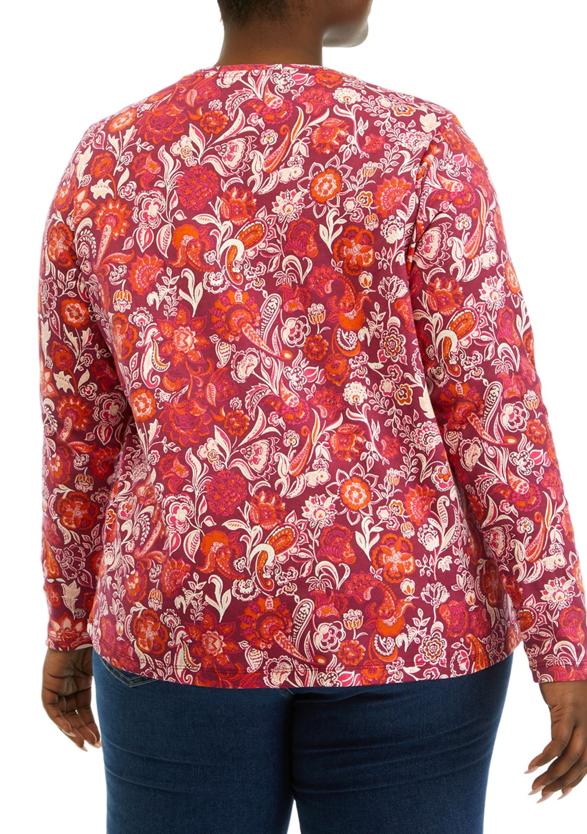 Plus Size Long Sleeve Printed T-Shirt