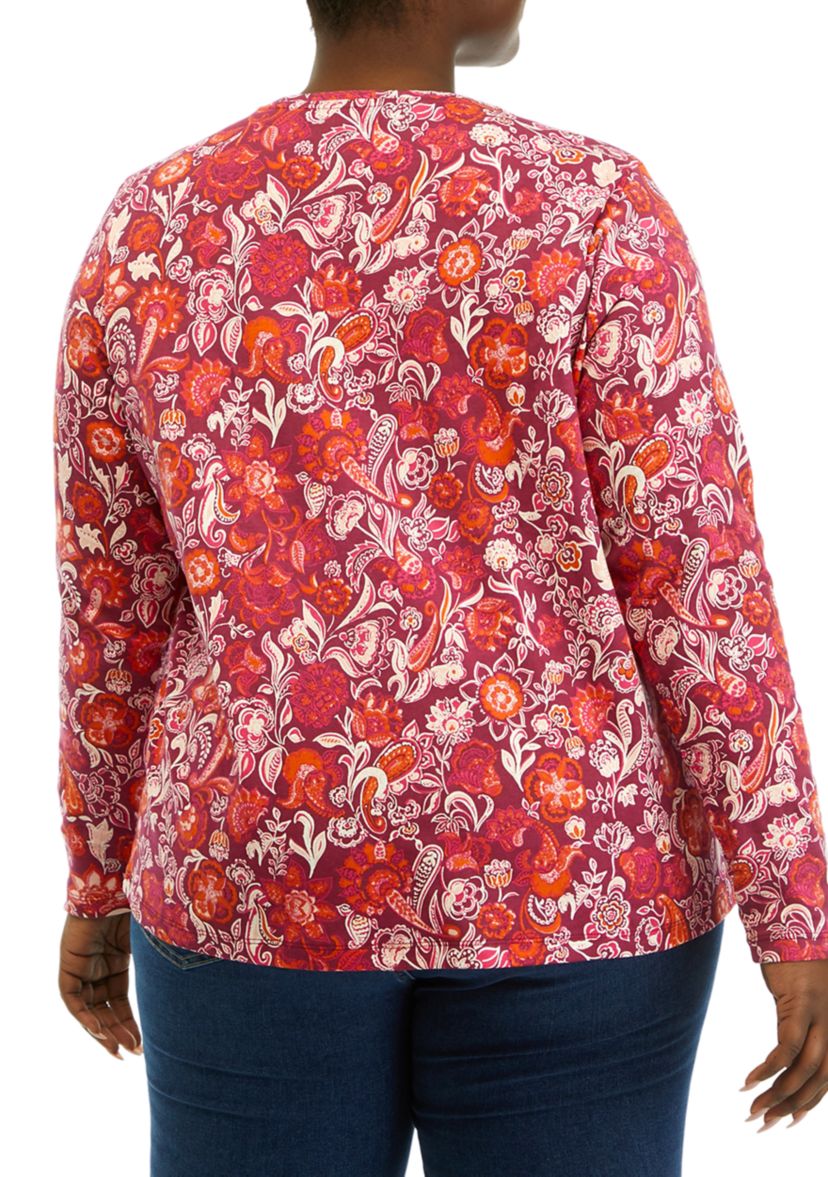 Plus Size Long Sleeve Printed T-Shirt