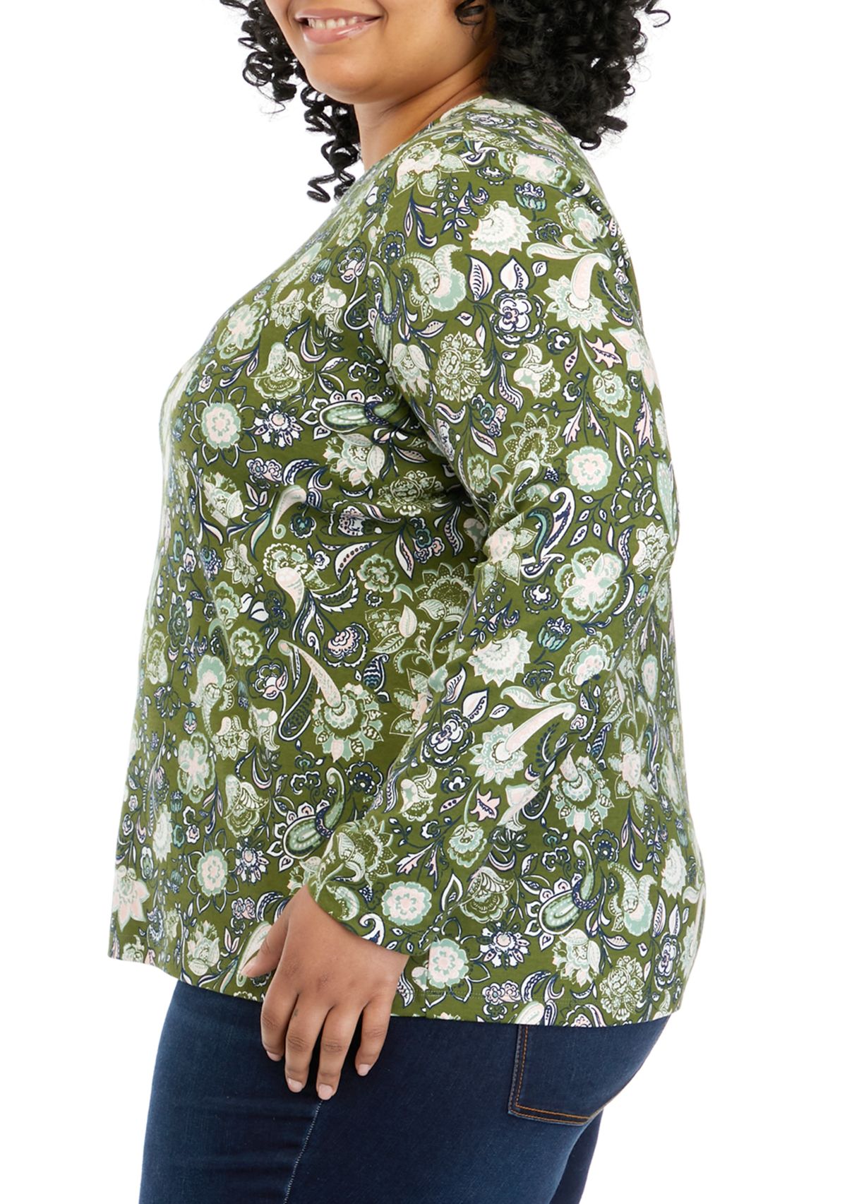 Plus Size Long Sleeve Printed T-Shirt