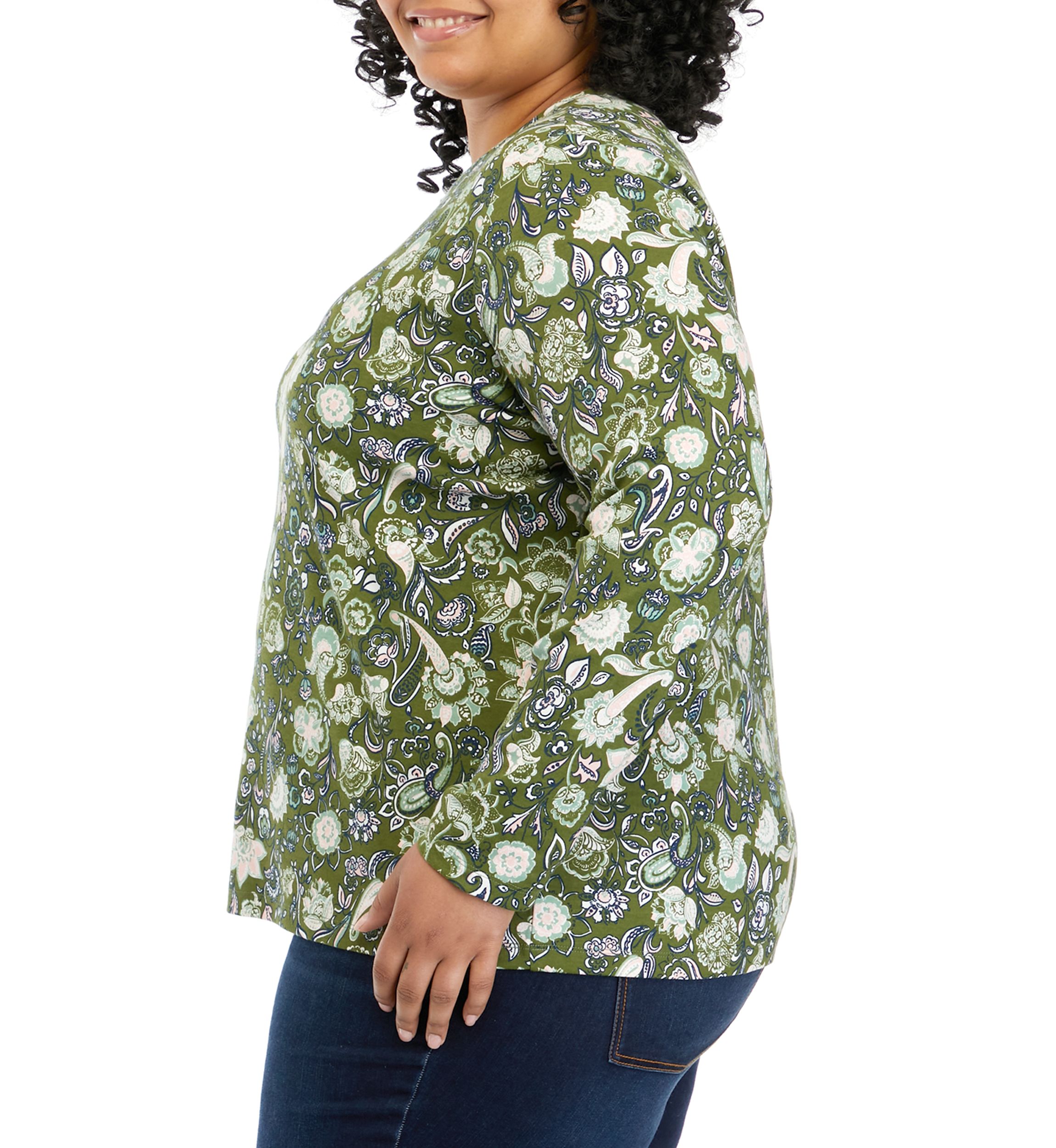 Plus Size Long Sleeve Printed T-Shirt