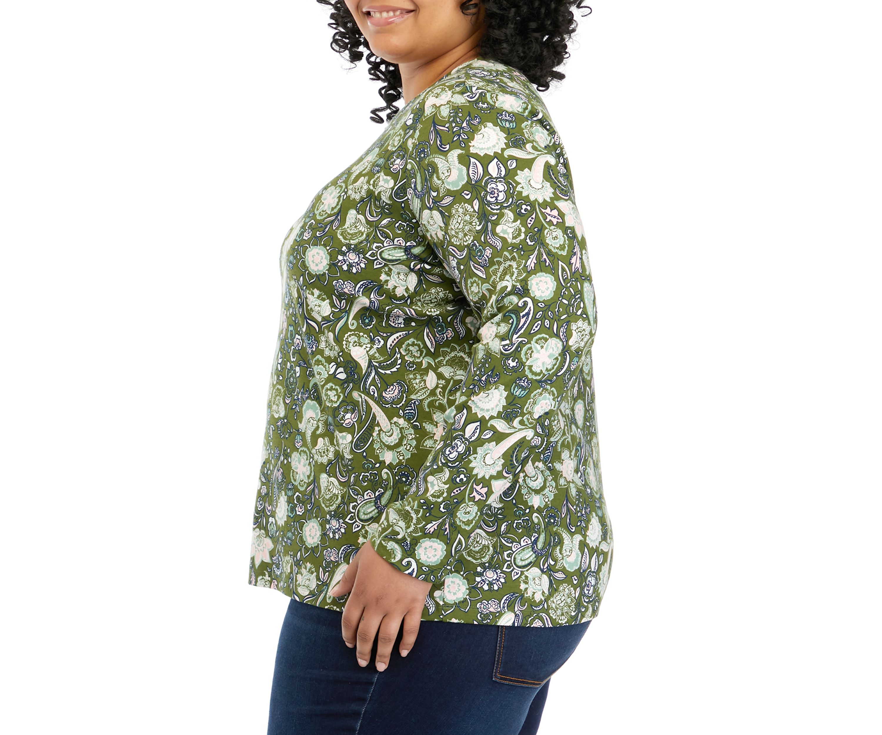 Plus Size Long Sleeve Printed T-Shirt