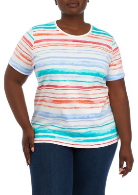 Kim Rogers® Women's Plus Size 3/4 Sleeve Henley Fashion T-Shirt