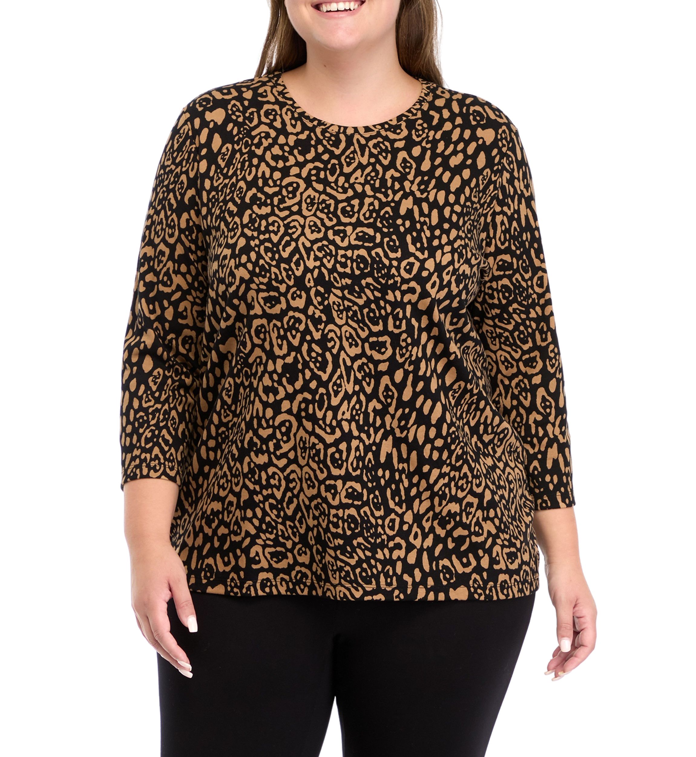 Plus Size 3/4 Sleeve Printed Top