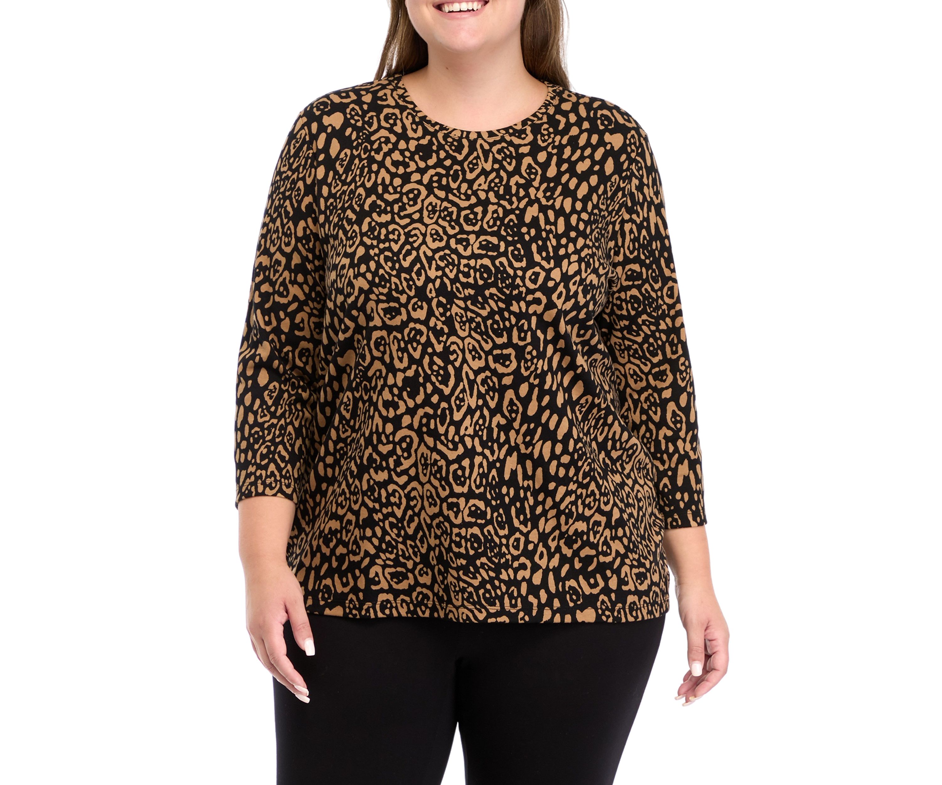 Plus Size 3/4 Sleeve Printed Top