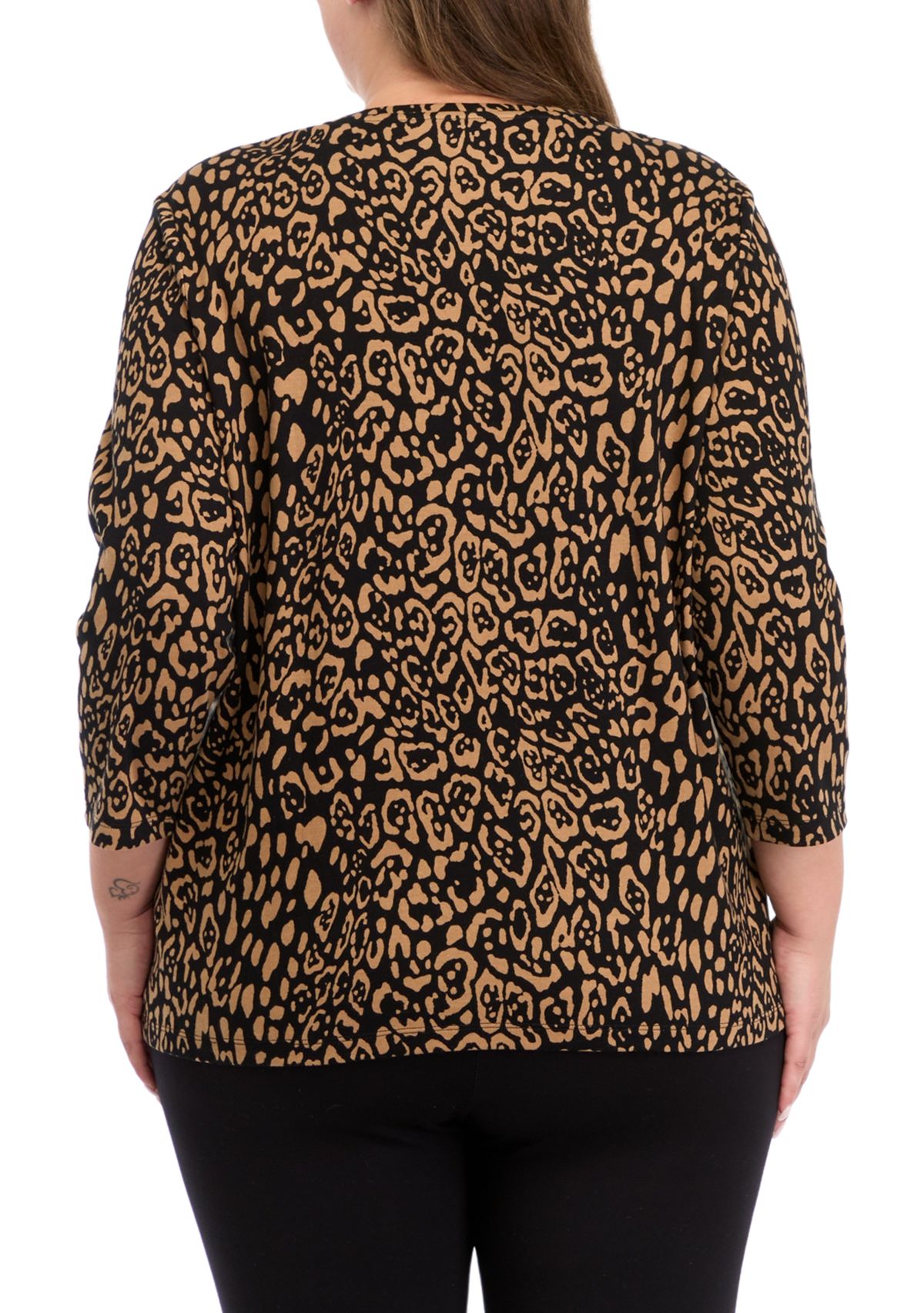 Plus Size 3/4 Sleeve Printed Top