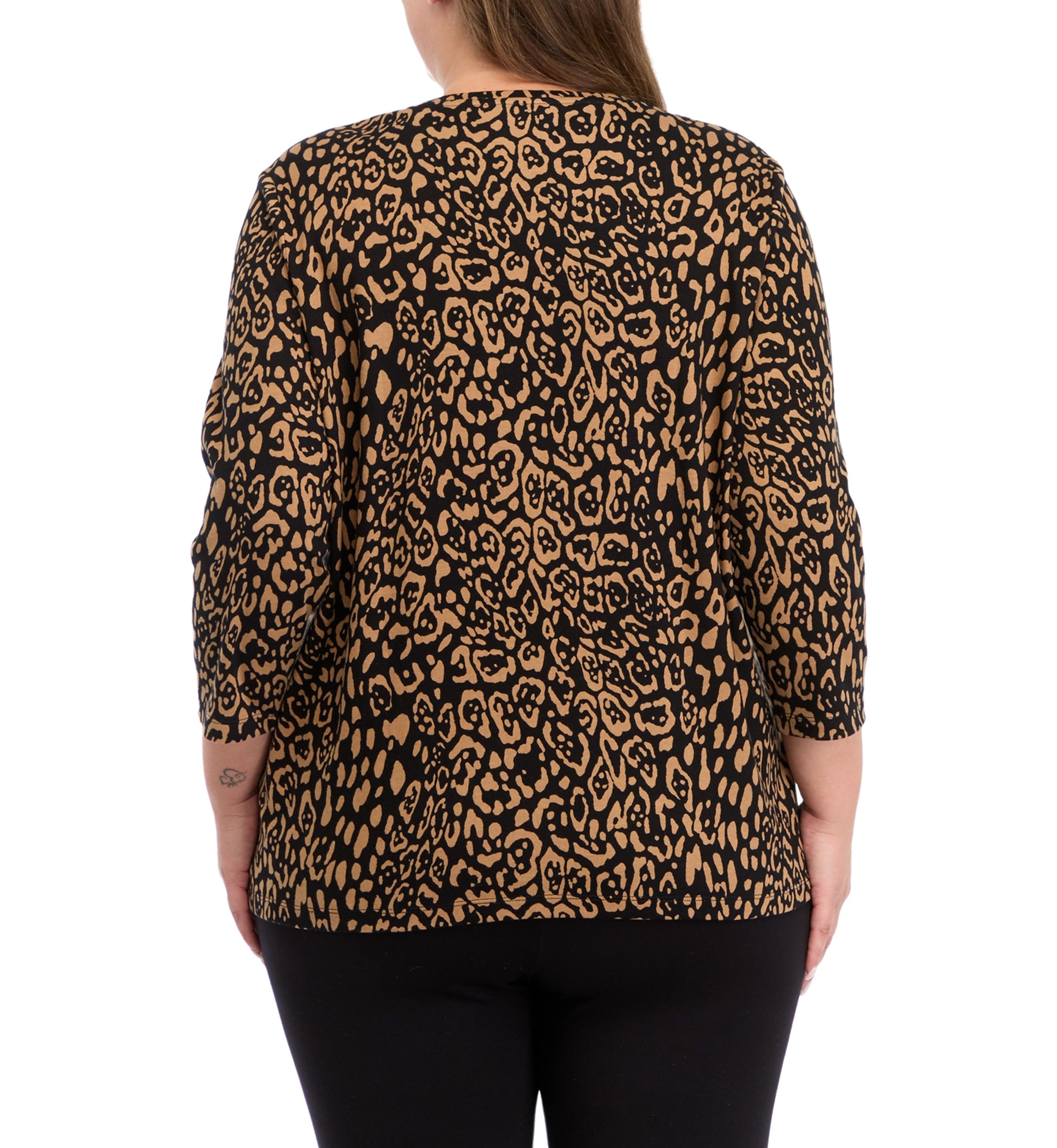 Plus Size 3/4 Sleeve Printed Top