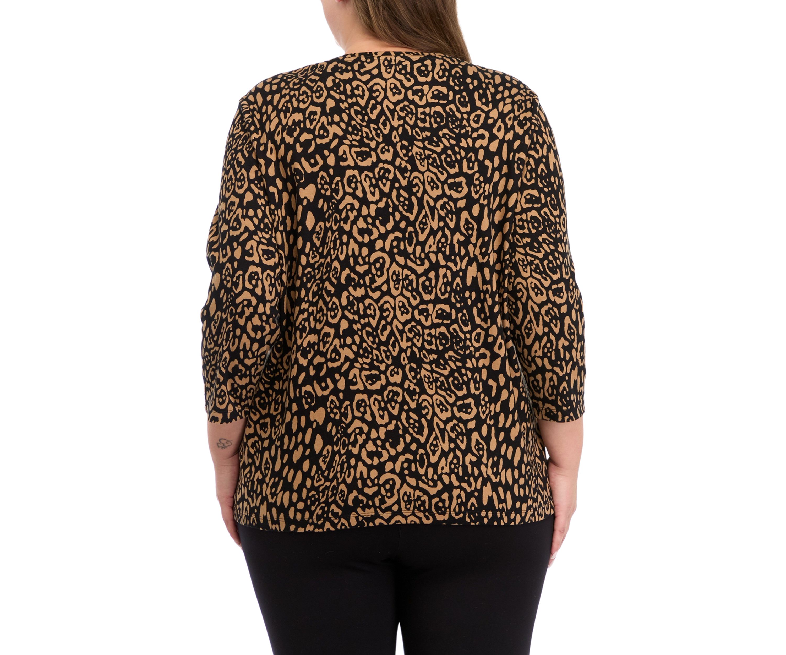 Plus Size 3/4 Sleeve Printed Top