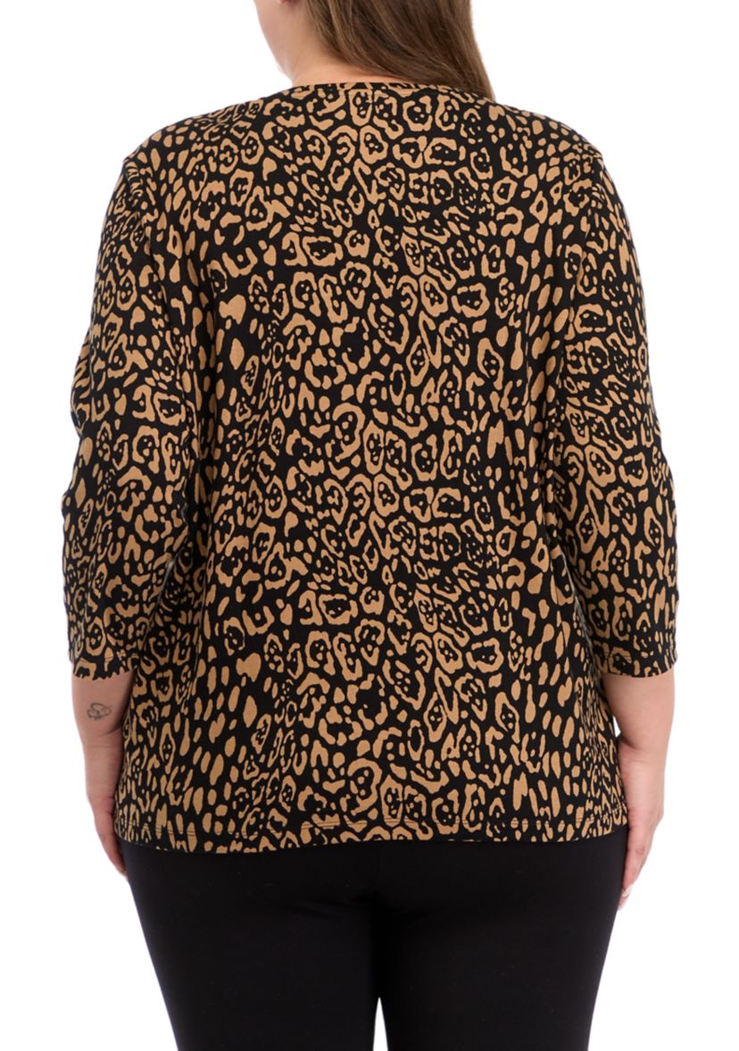 Plus Size 3/4 Sleeve Printed Top