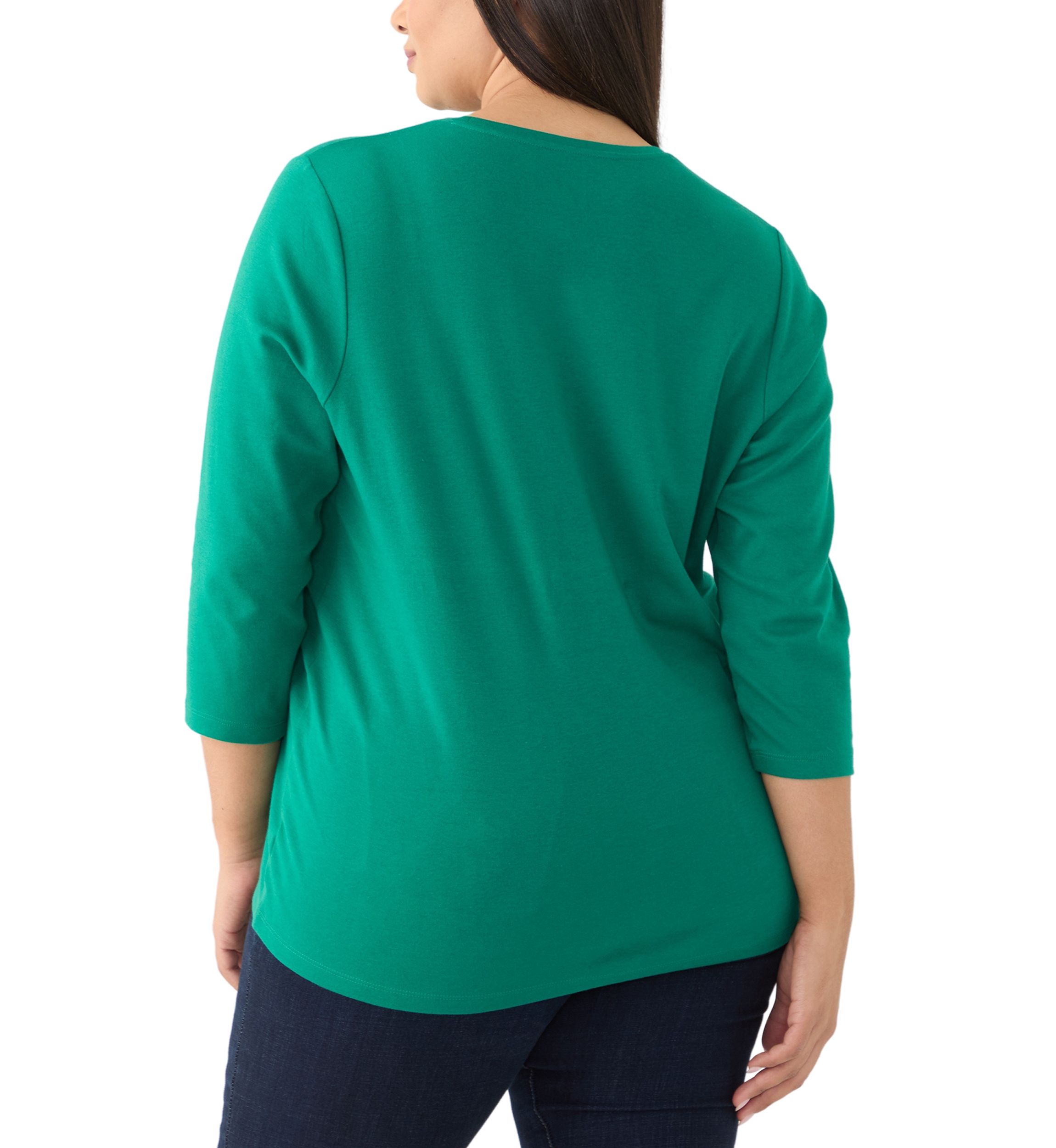 Plus Size 3/4 Sleeve Crew Neck Graphic T-Shirt
