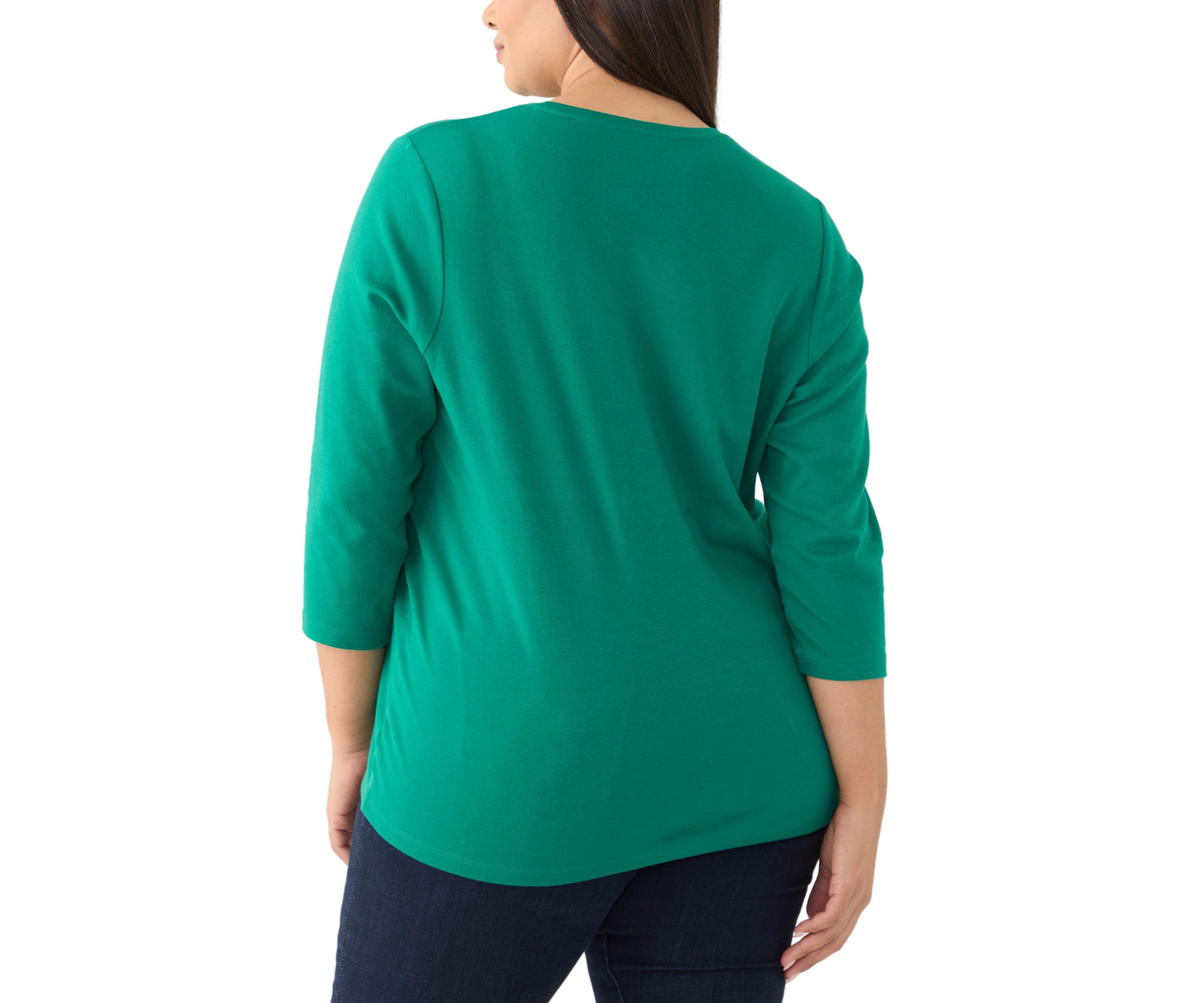 Plus Size 3/4 Sleeve Crew Neck Graphic T-Shirt