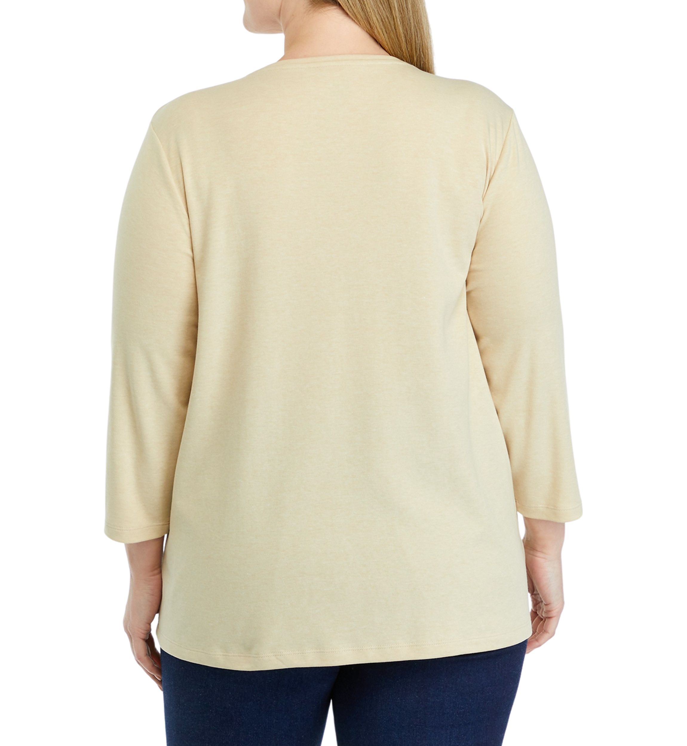 Plus Size 3/4 Sleeve Crew Neck Graphic T-Shirt