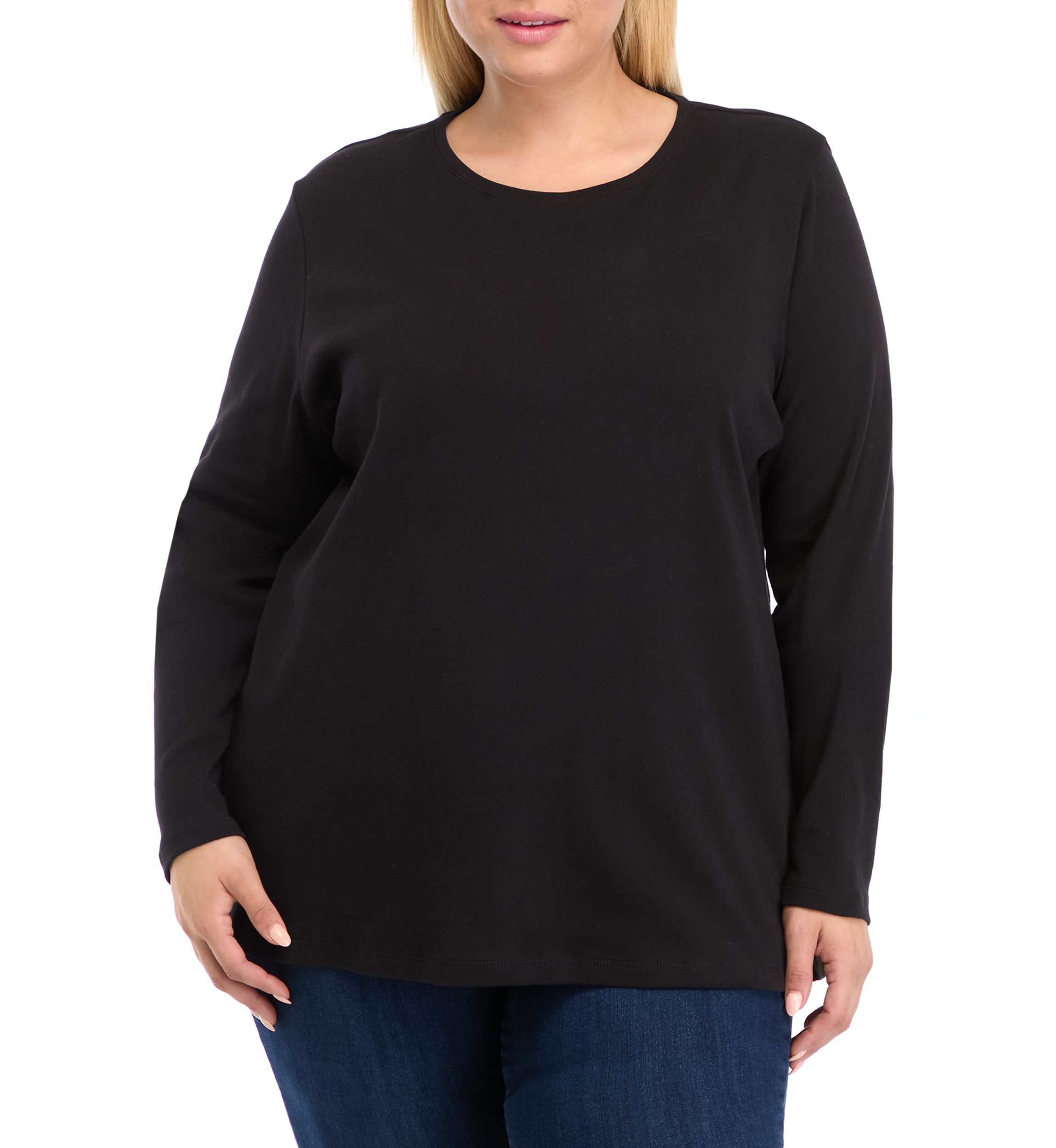 Plus Size Long Sleeve Cotton T-Shirt 