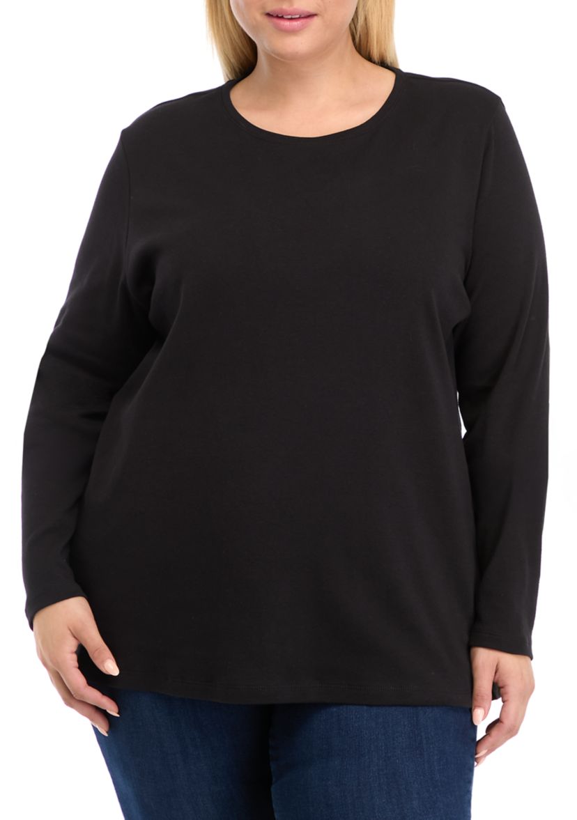 Plus Size Long Sleeve Cotton T-Shirt 