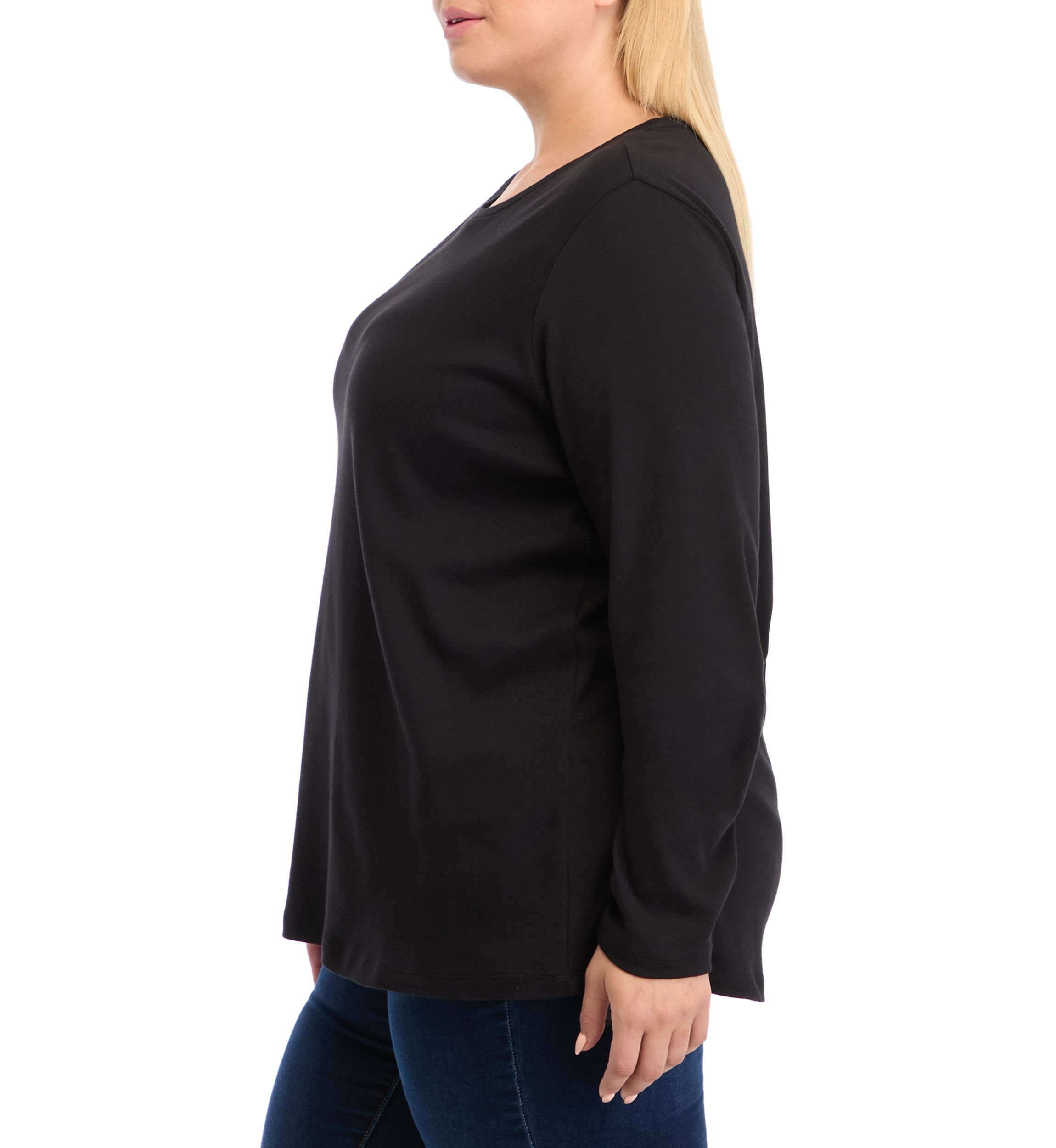 Plus Size Long Sleeve Cotton T-Shirt 