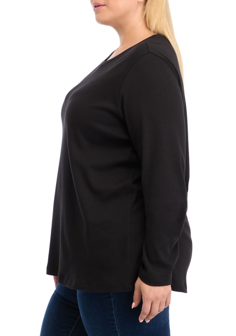 Plus Size Long Sleeve Cotton T-Shirt 