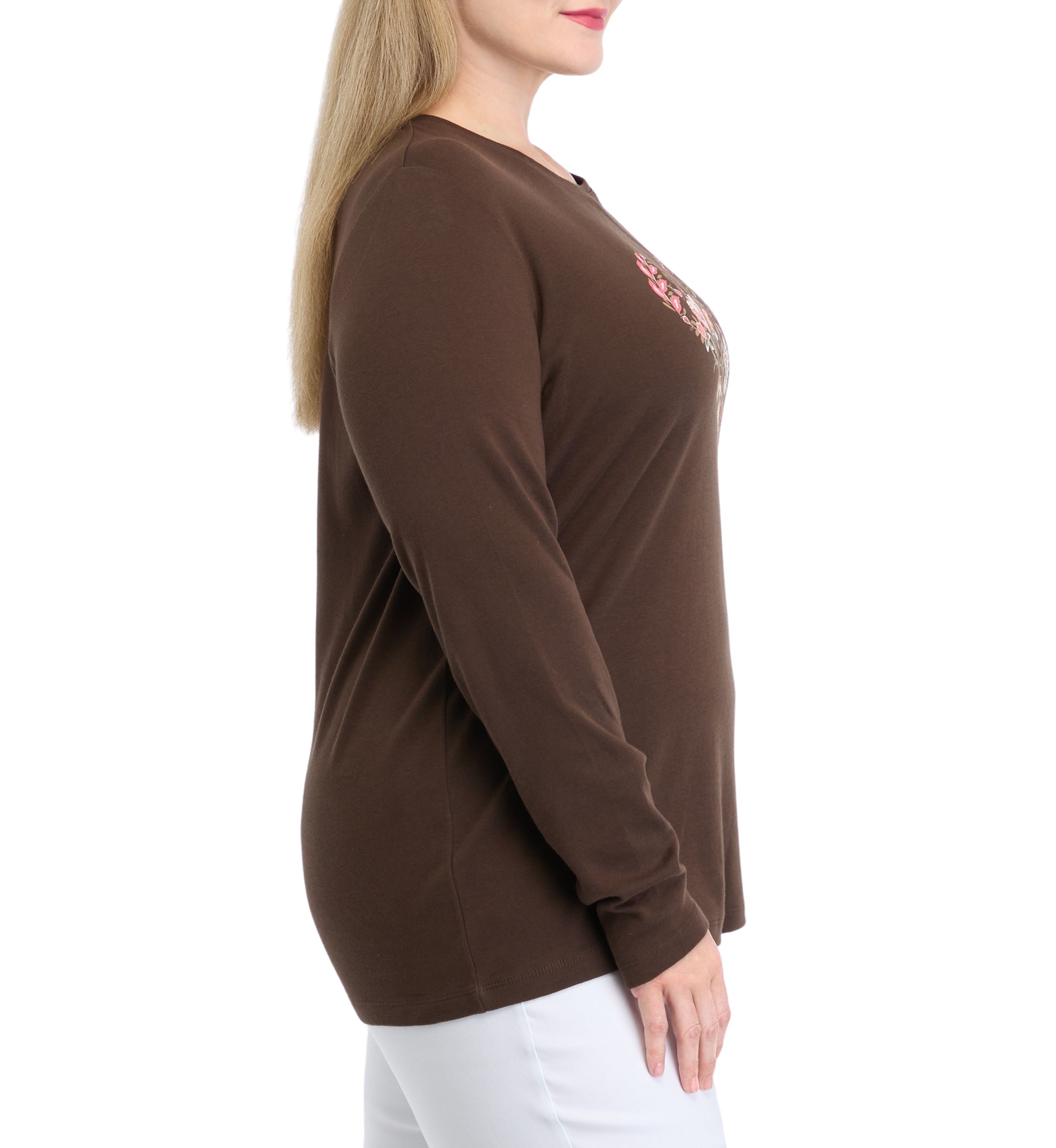 Plus Size Long Sleeve Crew Neck Graphic T-Shirt