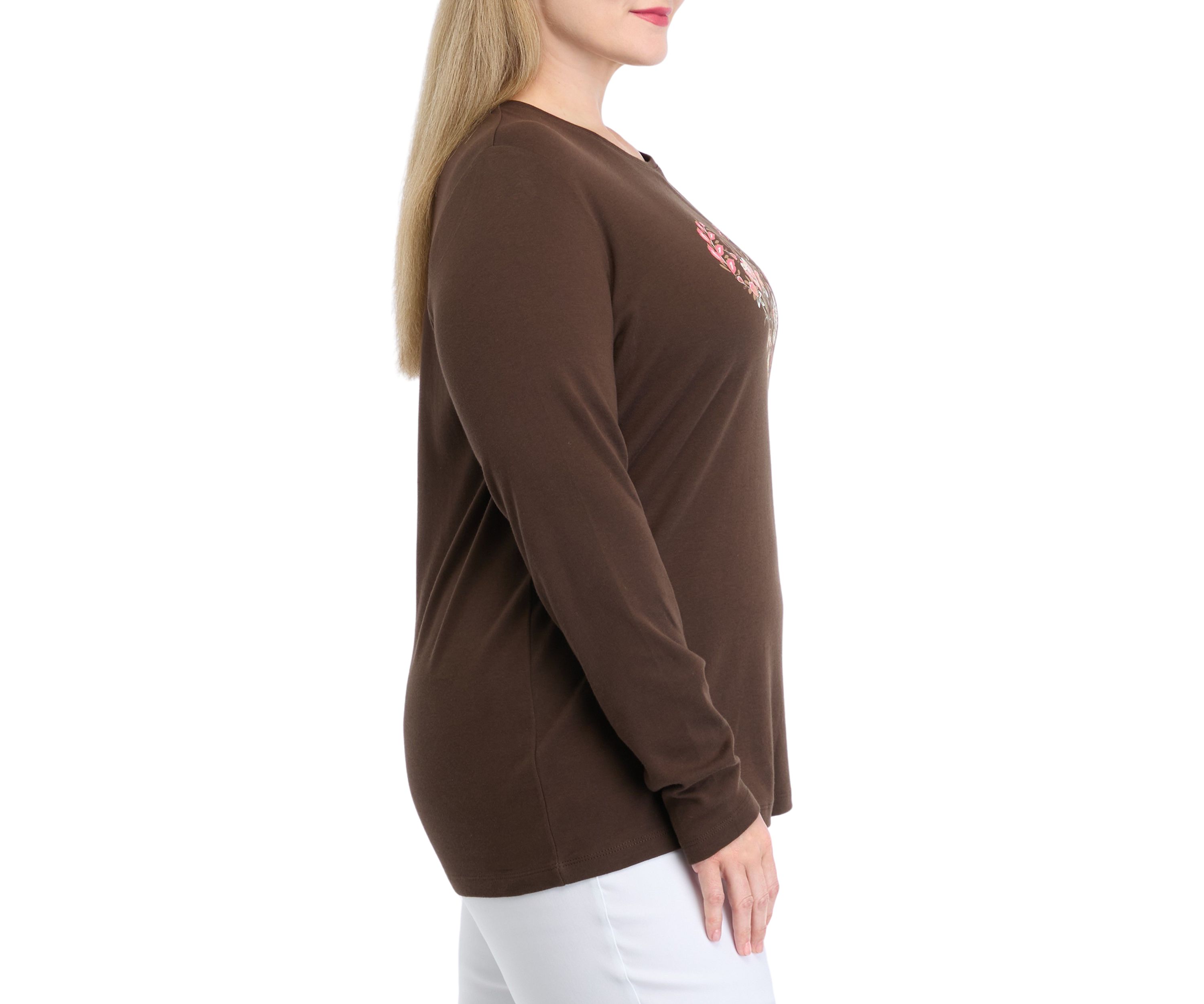 Plus Size Long Sleeve Crew Neck Graphic T-Shirt