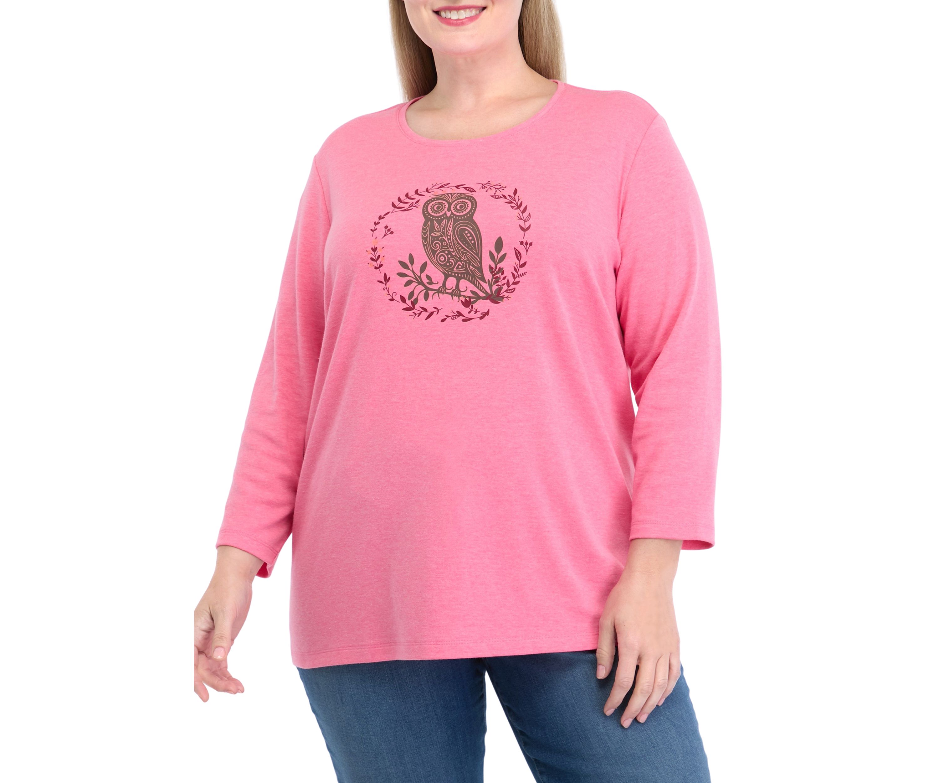 Plus Size 3/4 Sleeve Graphic T-Shirt