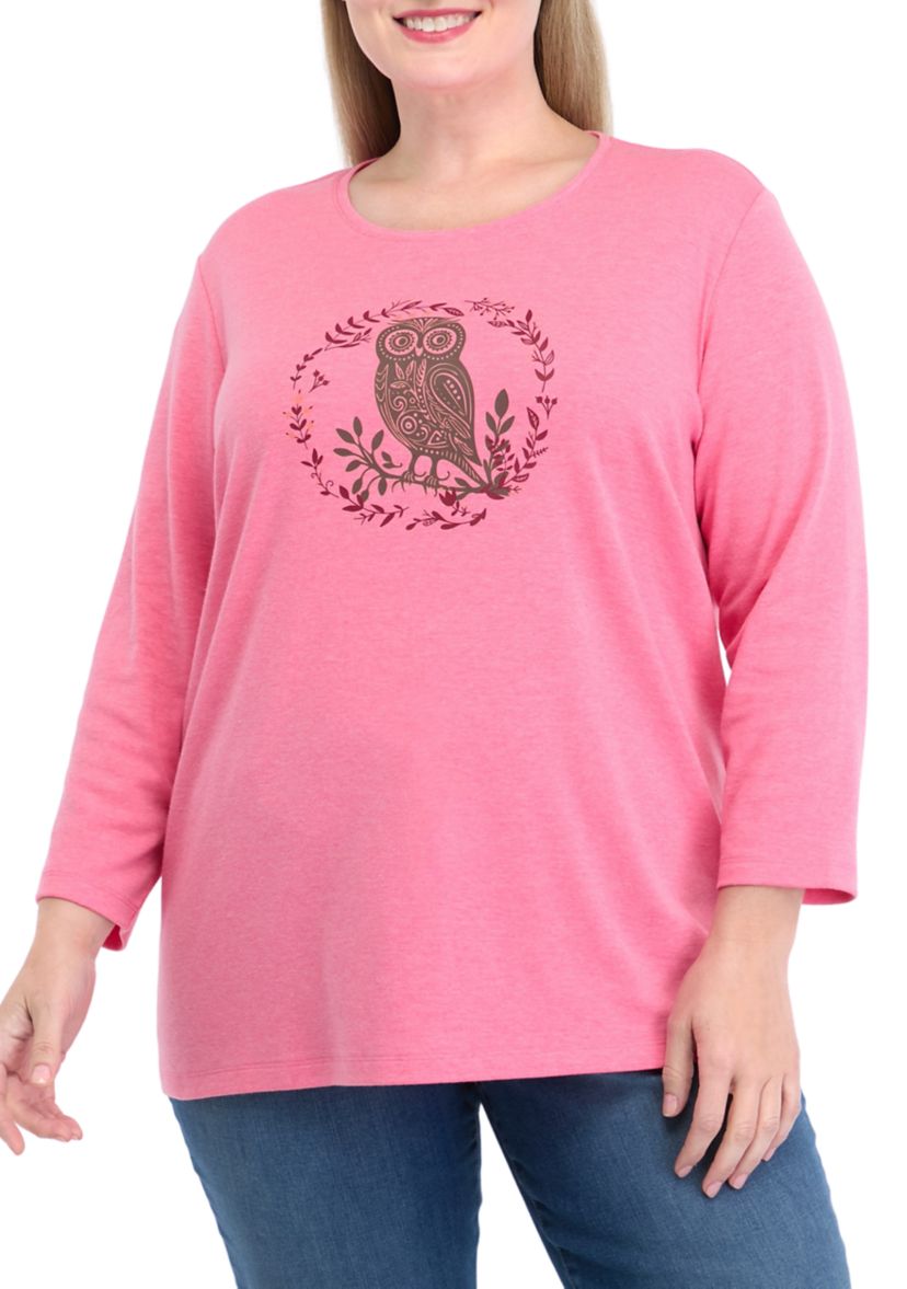 Plus Size 3/4 Sleeve Graphic T-Shirt