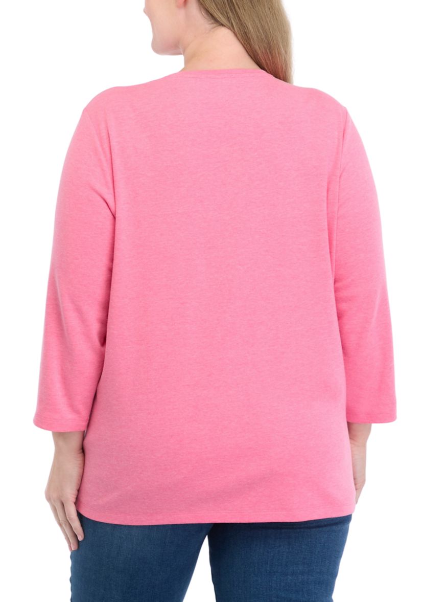 Plus Size 3/4 Sleeve Graphic T-Shirt