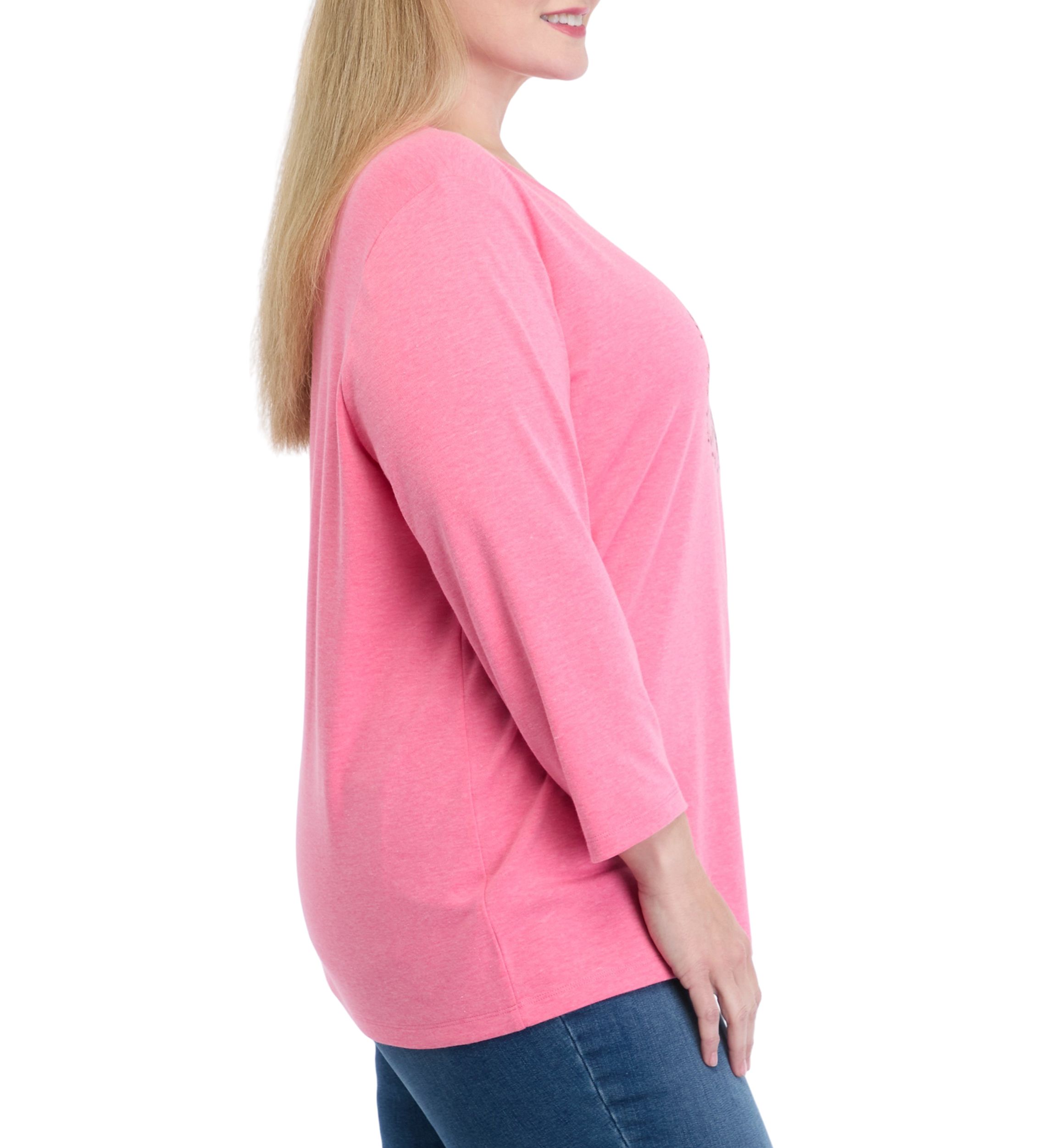 Plus Size 3/4 Sleeve Graphic T-Shirt
