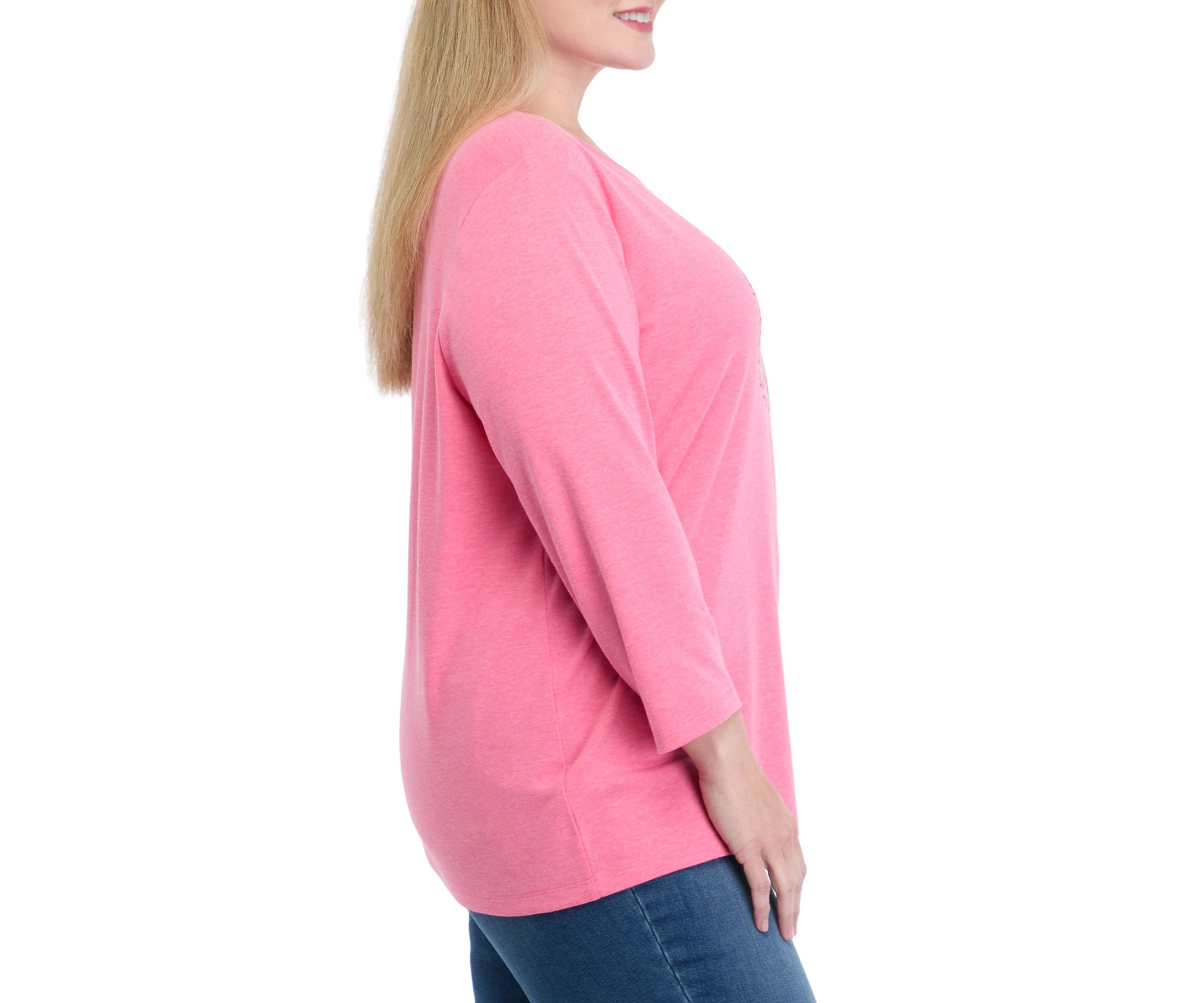 Plus Size 3/4 Sleeve Graphic T-Shirt