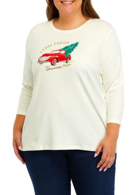 Kim Rogers Women's Plus Size Holiday Graphic T-Shirt