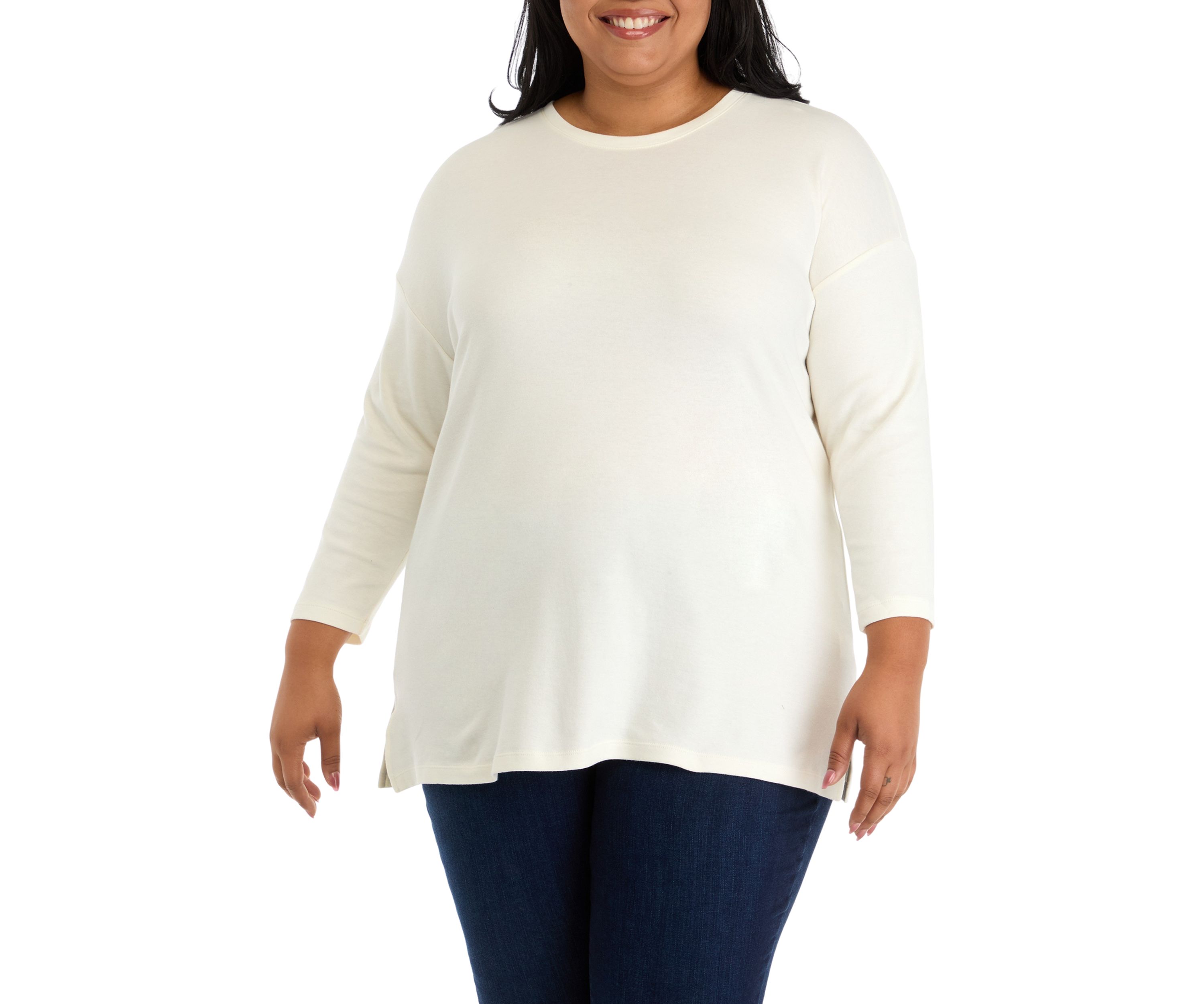 Plus Size 3/4 Drop Shoulder Tunic Top