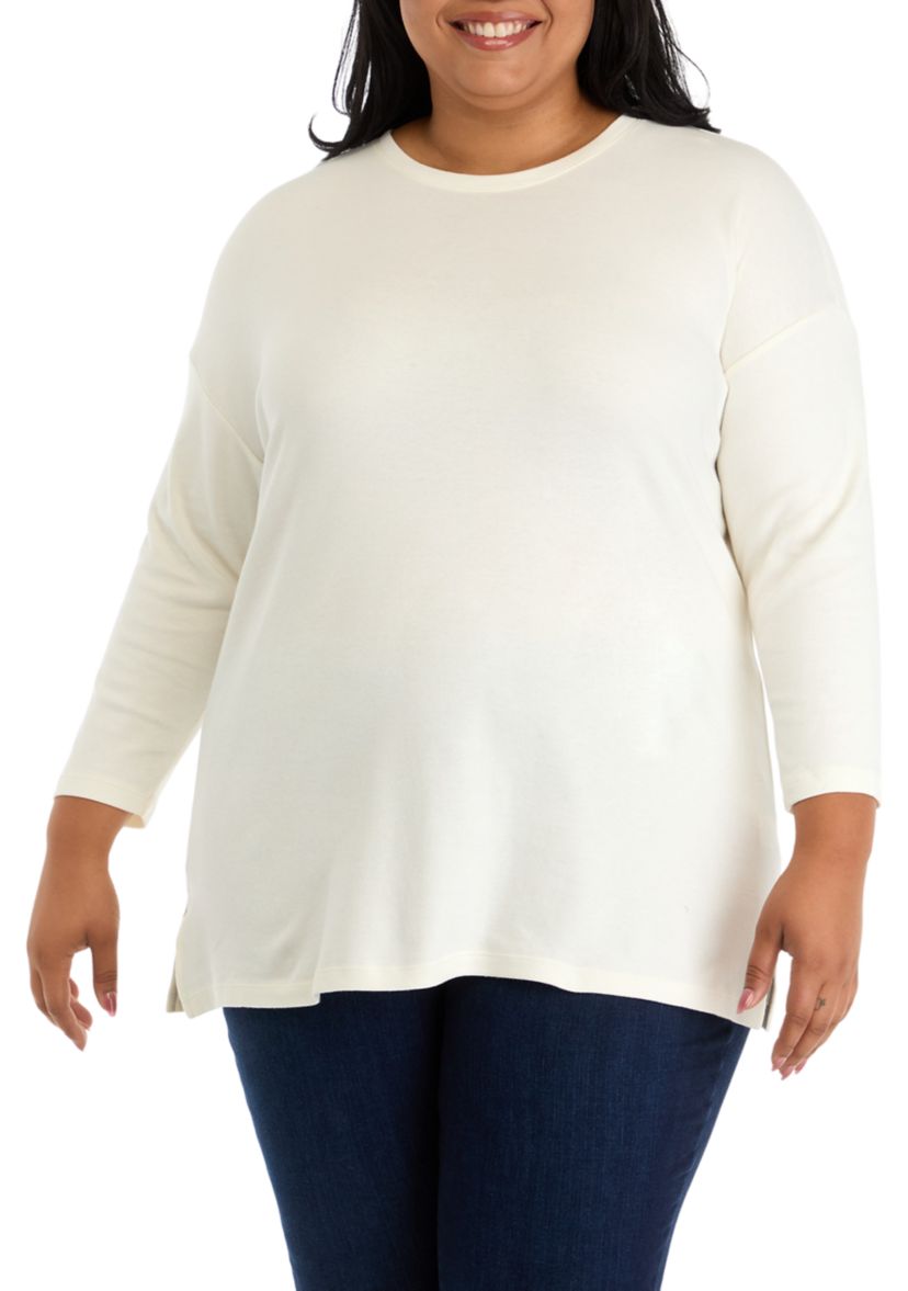 Plus Size 3/4 Drop Shoulder Tunic Top