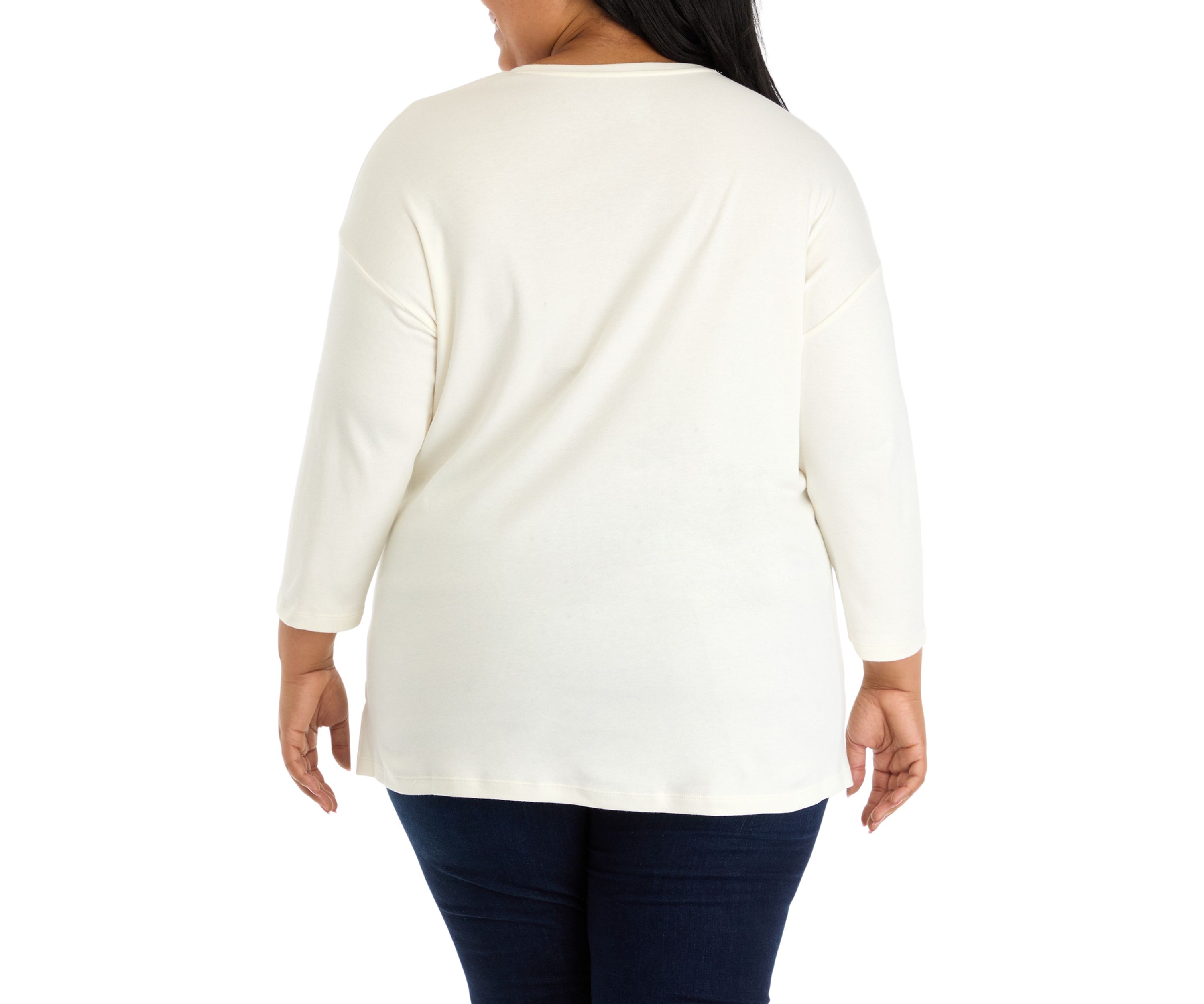 Plus Size 3/4 Drop Shoulder Tunic Top