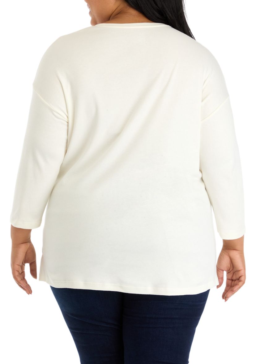 Plus Size 3/4 Drop Shoulder Tunic Top