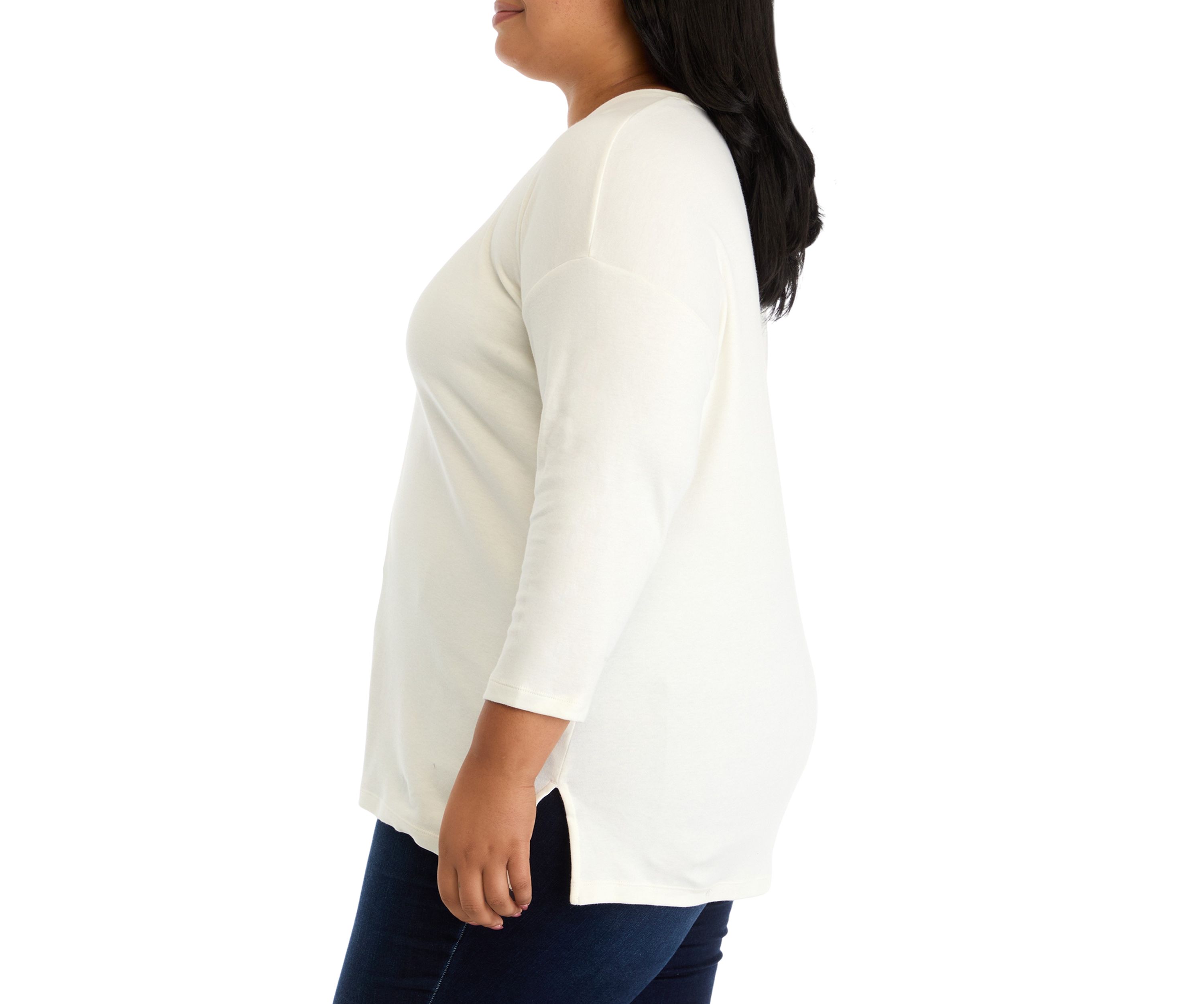 Plus Size 3/4 Drop Shoulder Tunic Top