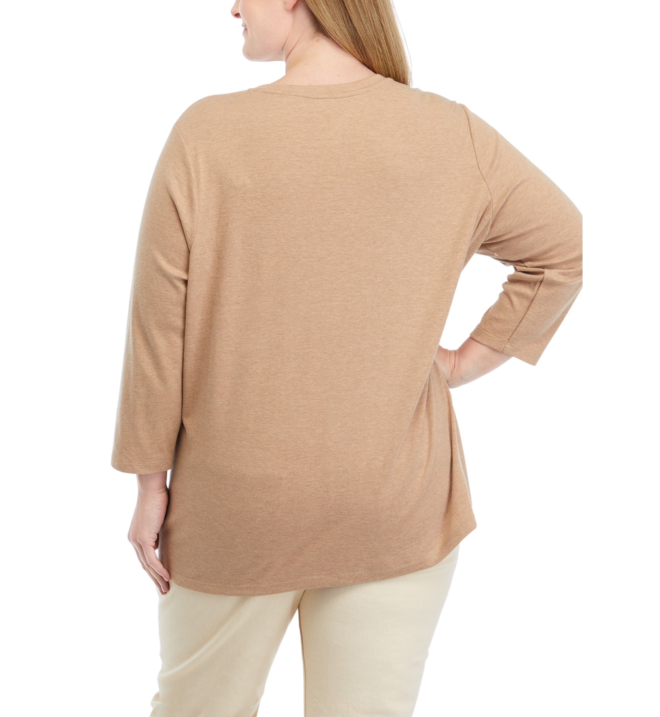 Plus Size 3/4 Sleeve Henley Shirt