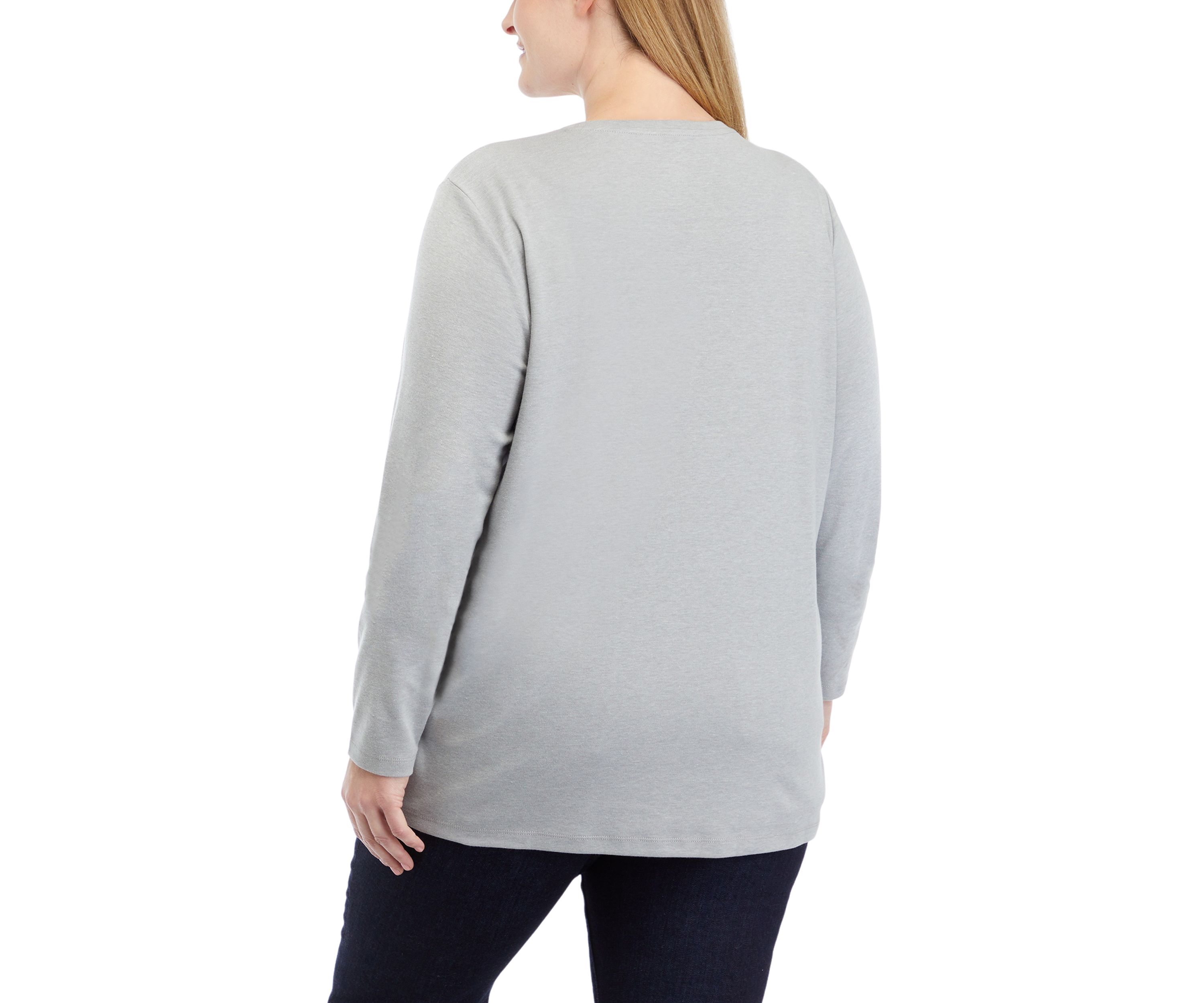 Plus Size Long Sleeve Holiday Graphic T-Shirt 