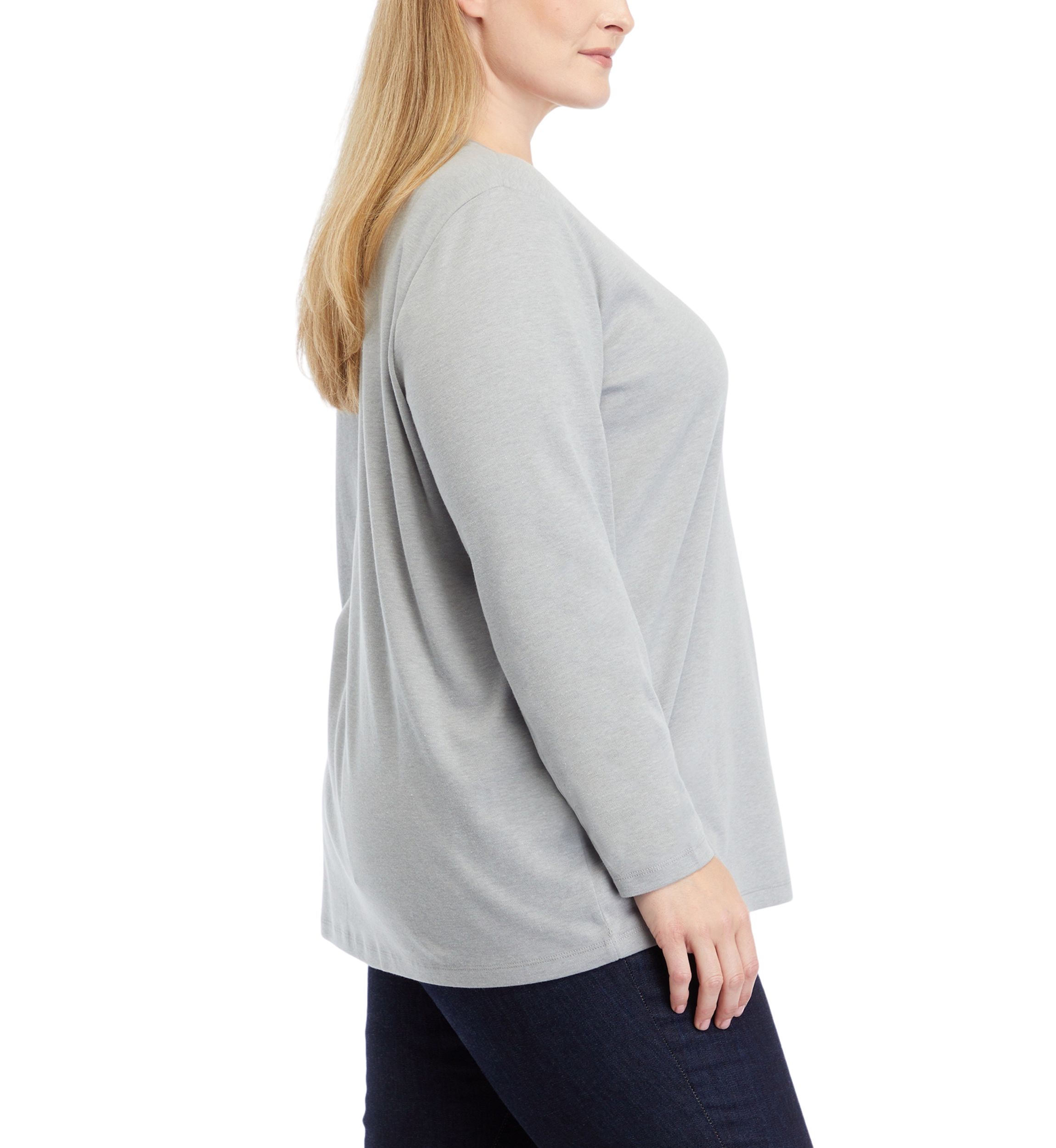Plus Size Long Sleeve Holiday Graphic T-Shirt 