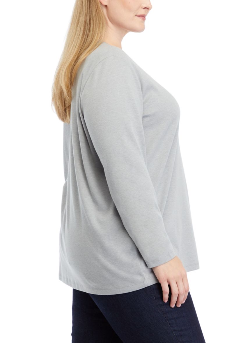Plus Size Long Sleeve Holiday Graphic T-Shirt 