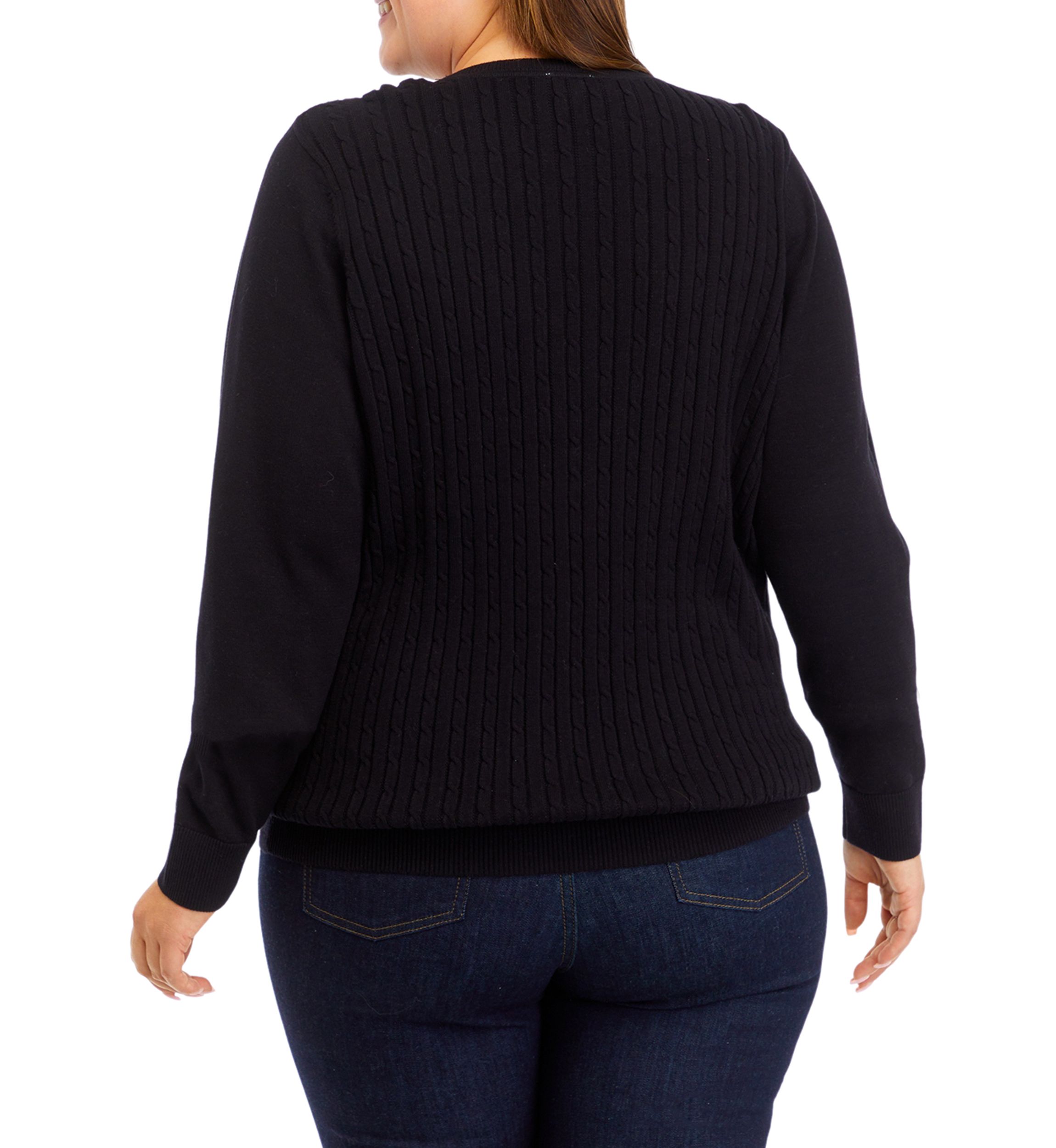 Plus Size Long Sleeve Cable Knit Sweater 