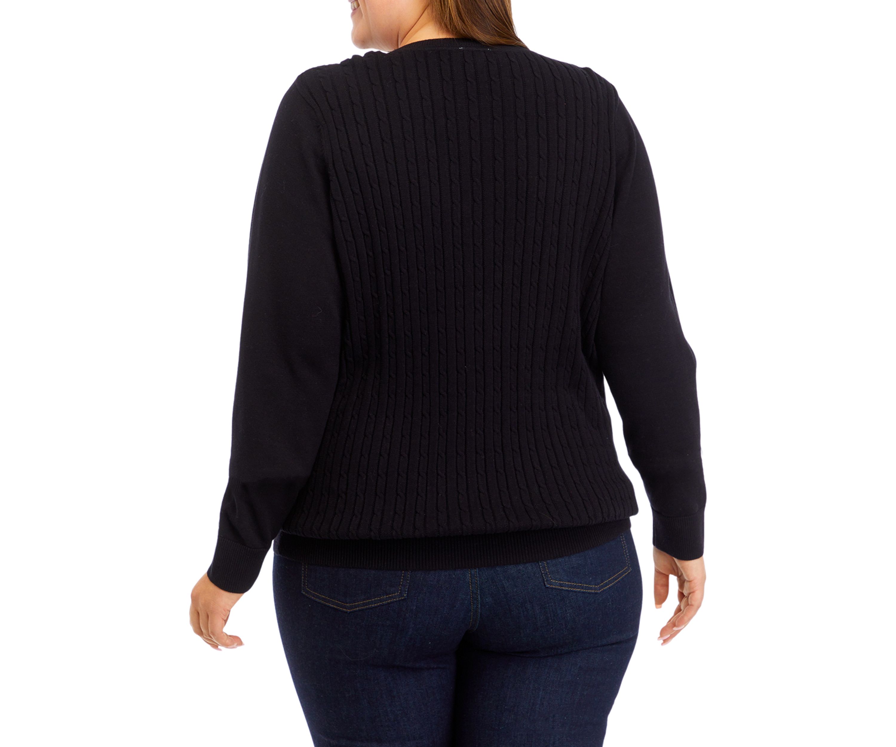 Plus Size Long Sleeve Cable Knit Sweater 