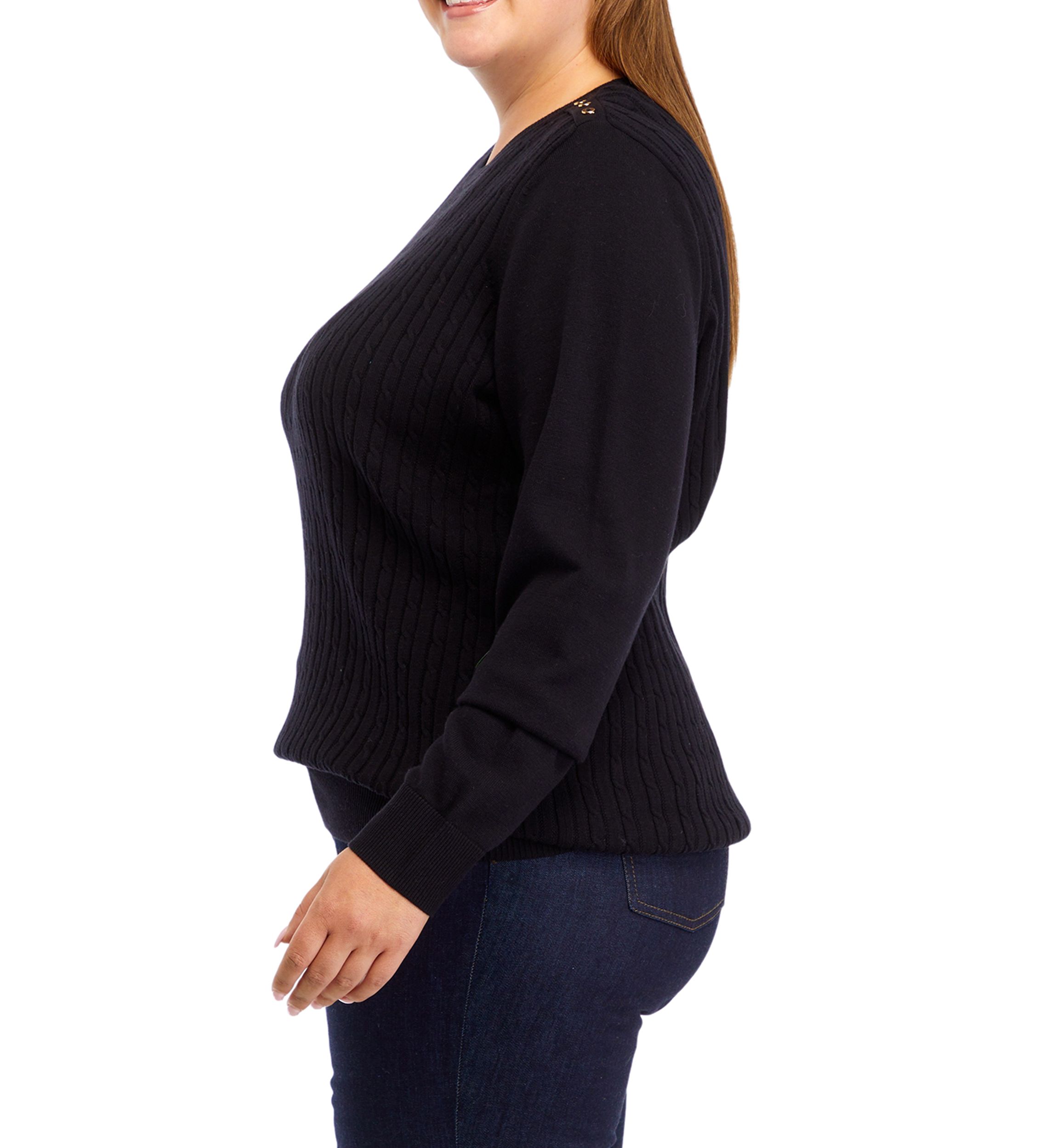 Plus Size Long Sleeve Cable Knit Sweater 