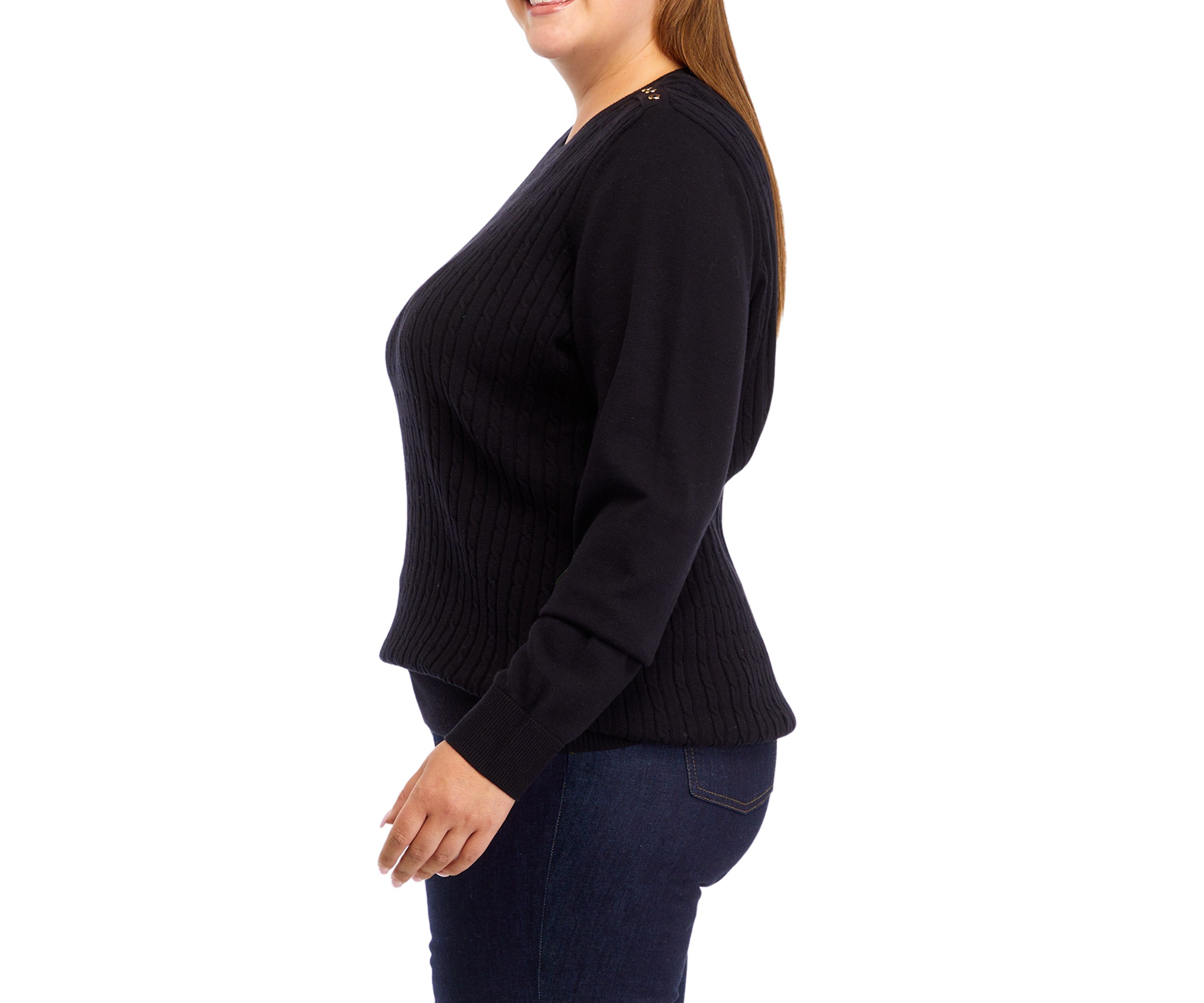 Plus Size Long Sleeve Cable Knit Sweater 